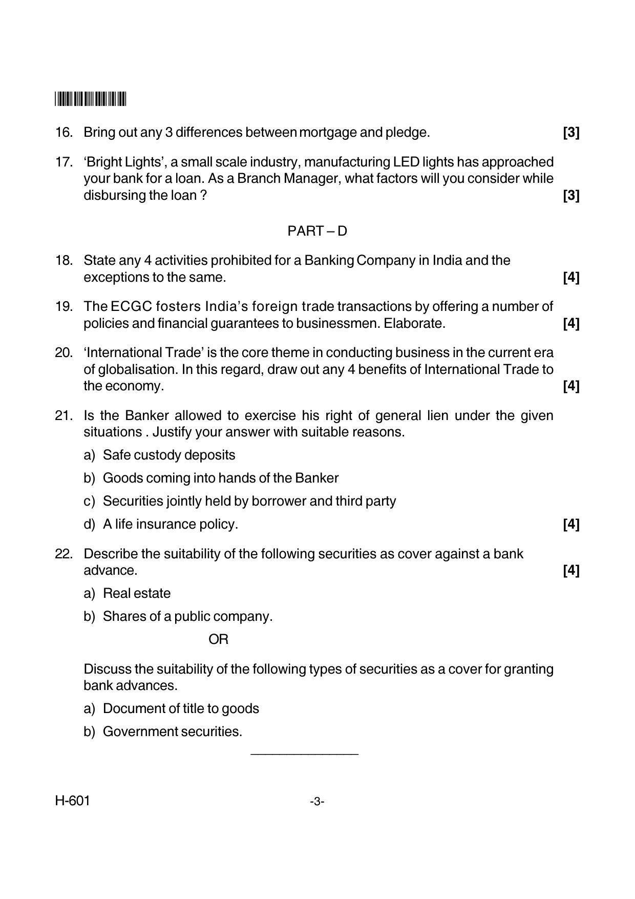 Goa Board Class 12 Banking 601 New Pattern (March 2018) Question Paper - Page 3