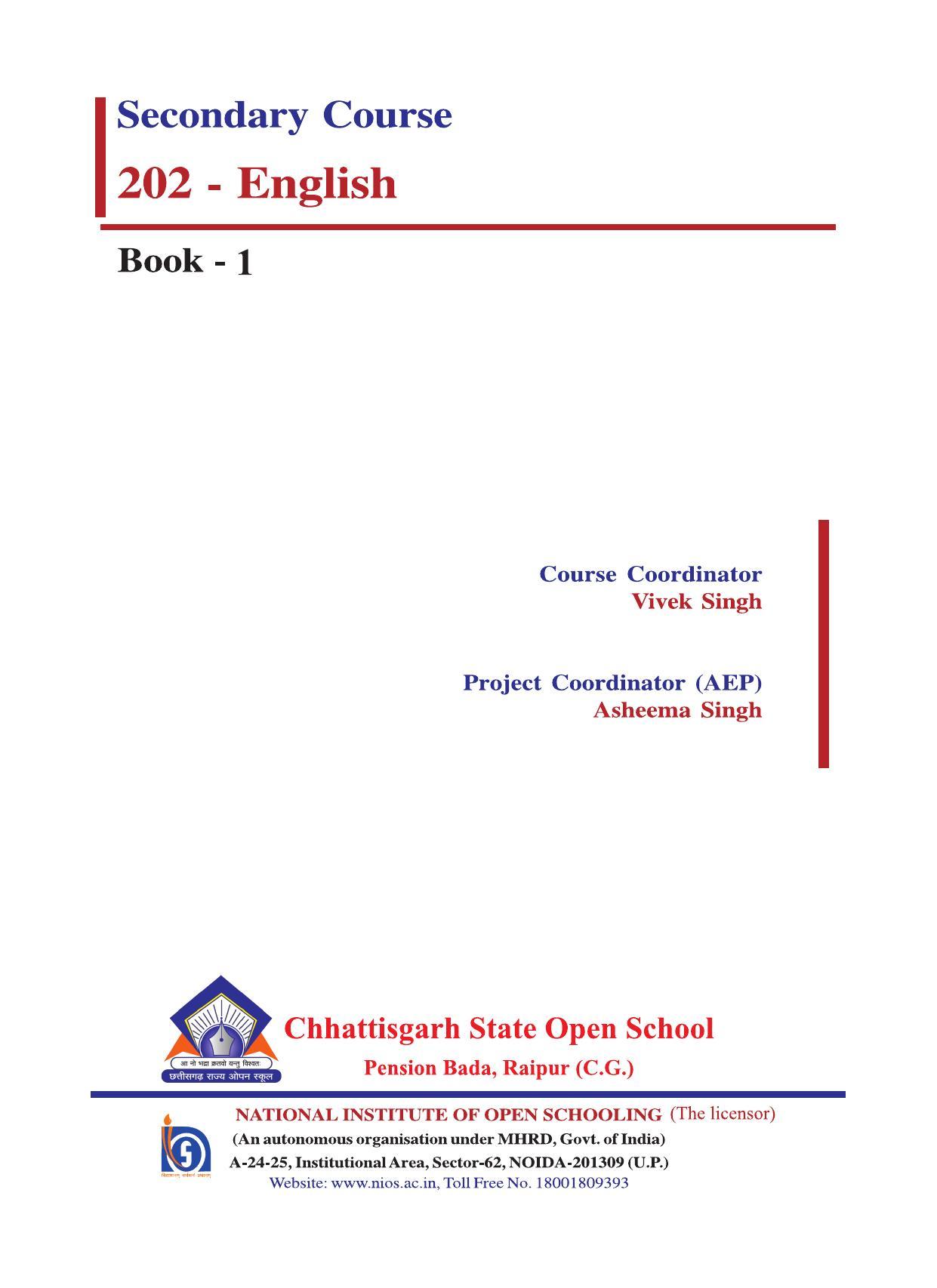 CGSOS Class 10 English eBook (English Medium) - Page 1