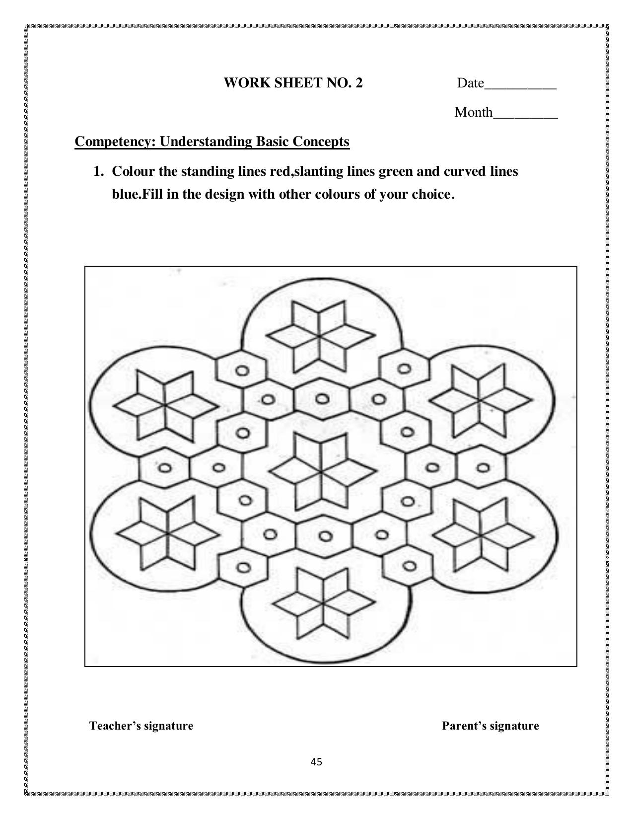 Worksheets for Class 2 Maths Assignment 68 Lines and Lines - Page 1