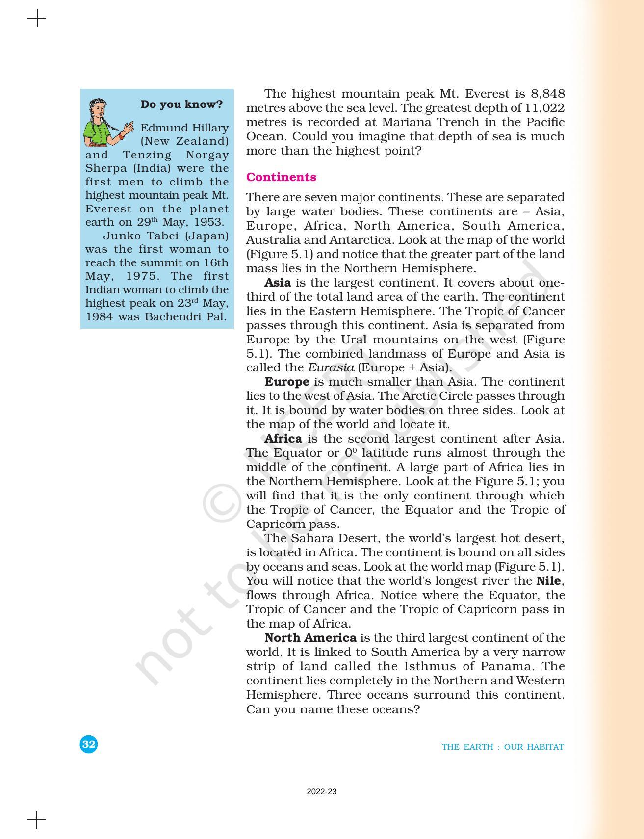 NCERT Book for Class 6 Social Science(Geography) : Chapter 5-Major Domains of the Earth - Page 3