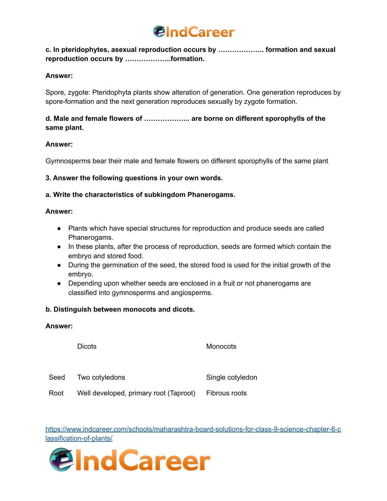 Maharashtra Board Solutions for Class 9- Science: Chapter 6- Classification of Plants - Page 3