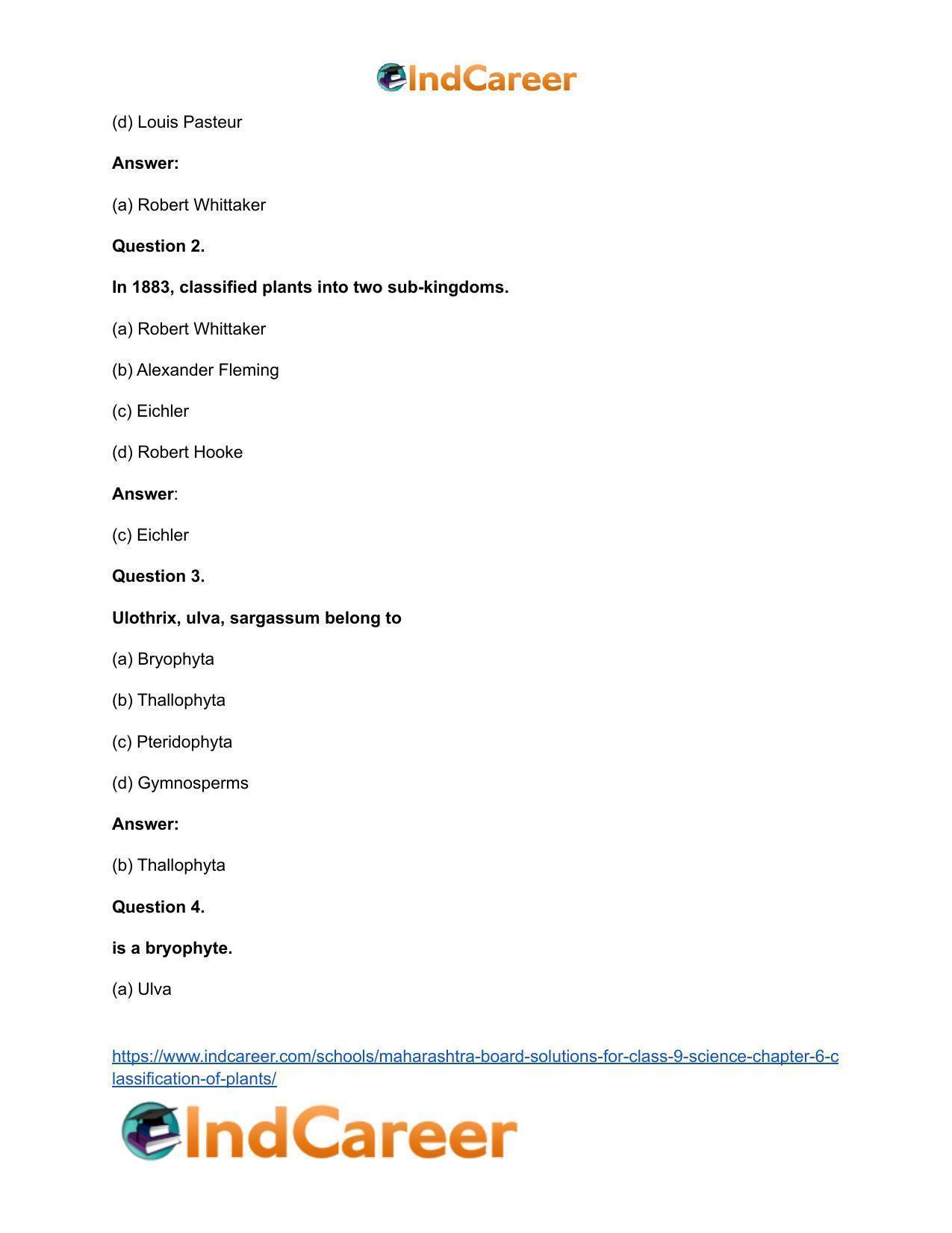 Maharashtra Board Solutions for Class 9- Science: Chapter 6- Classification of Plants - Page 10