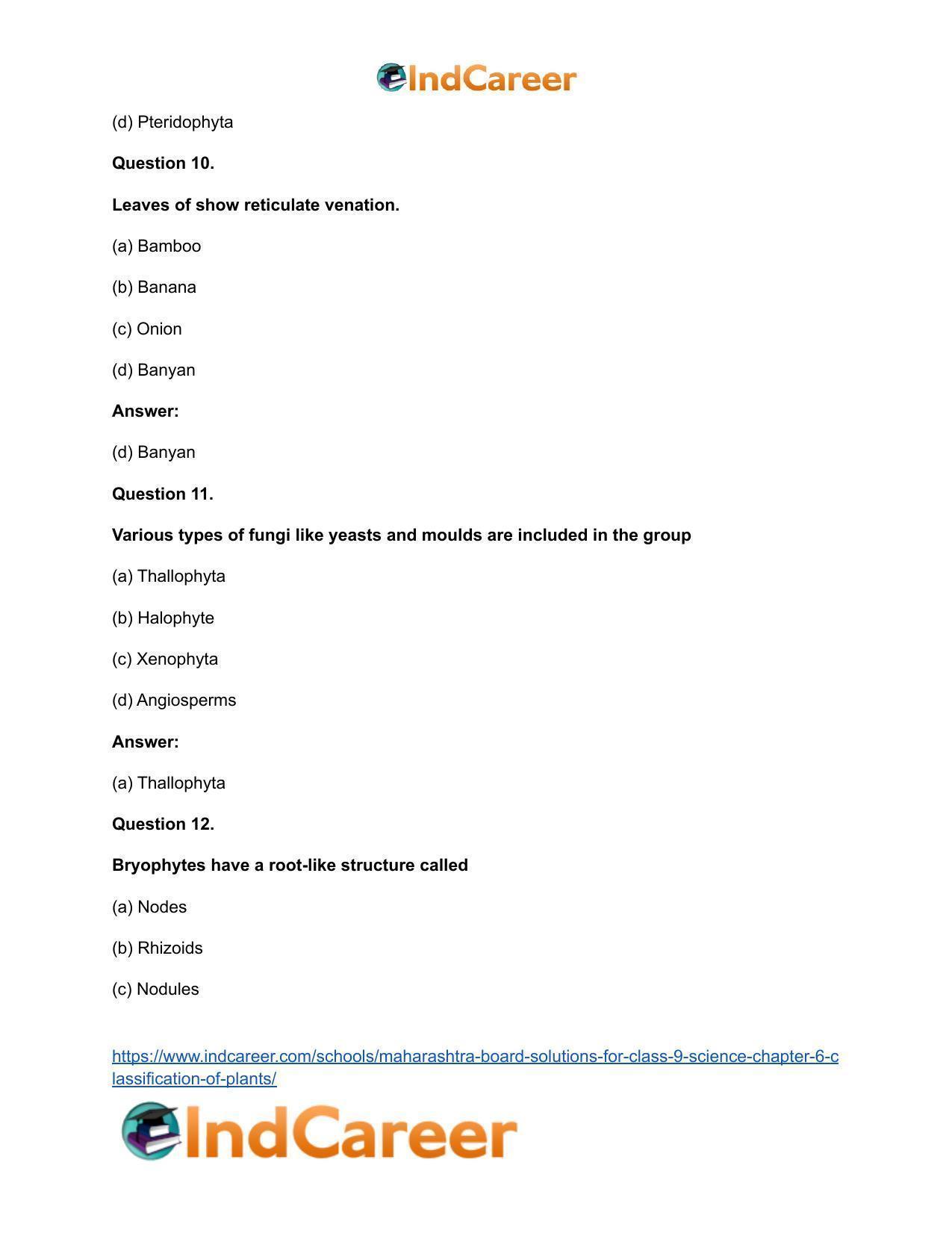 Maharashtra Board Solutions for Class 9- Science: Chapter 6- Classification of Plants - Page 13