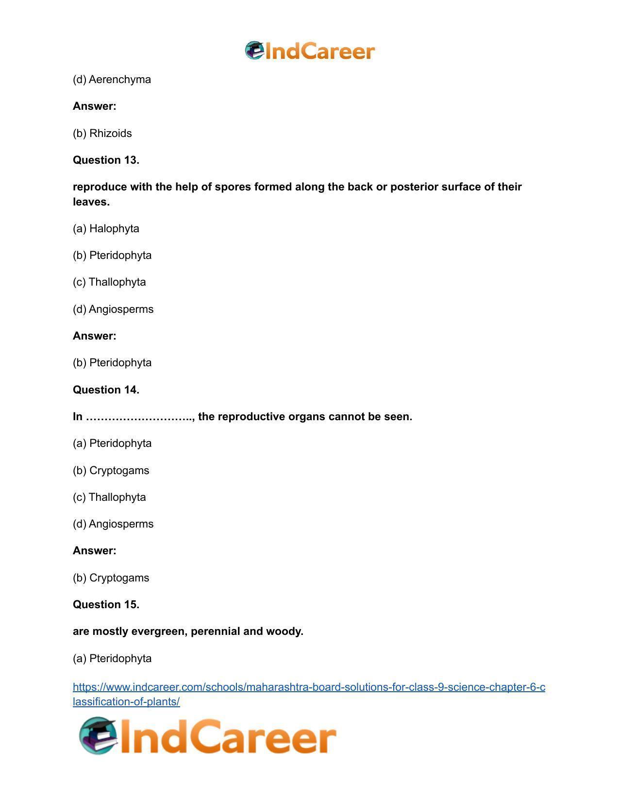 Maharashtra Board Solutions for Class 9- Science: Chapter 6- Classification of Plants - Page 14