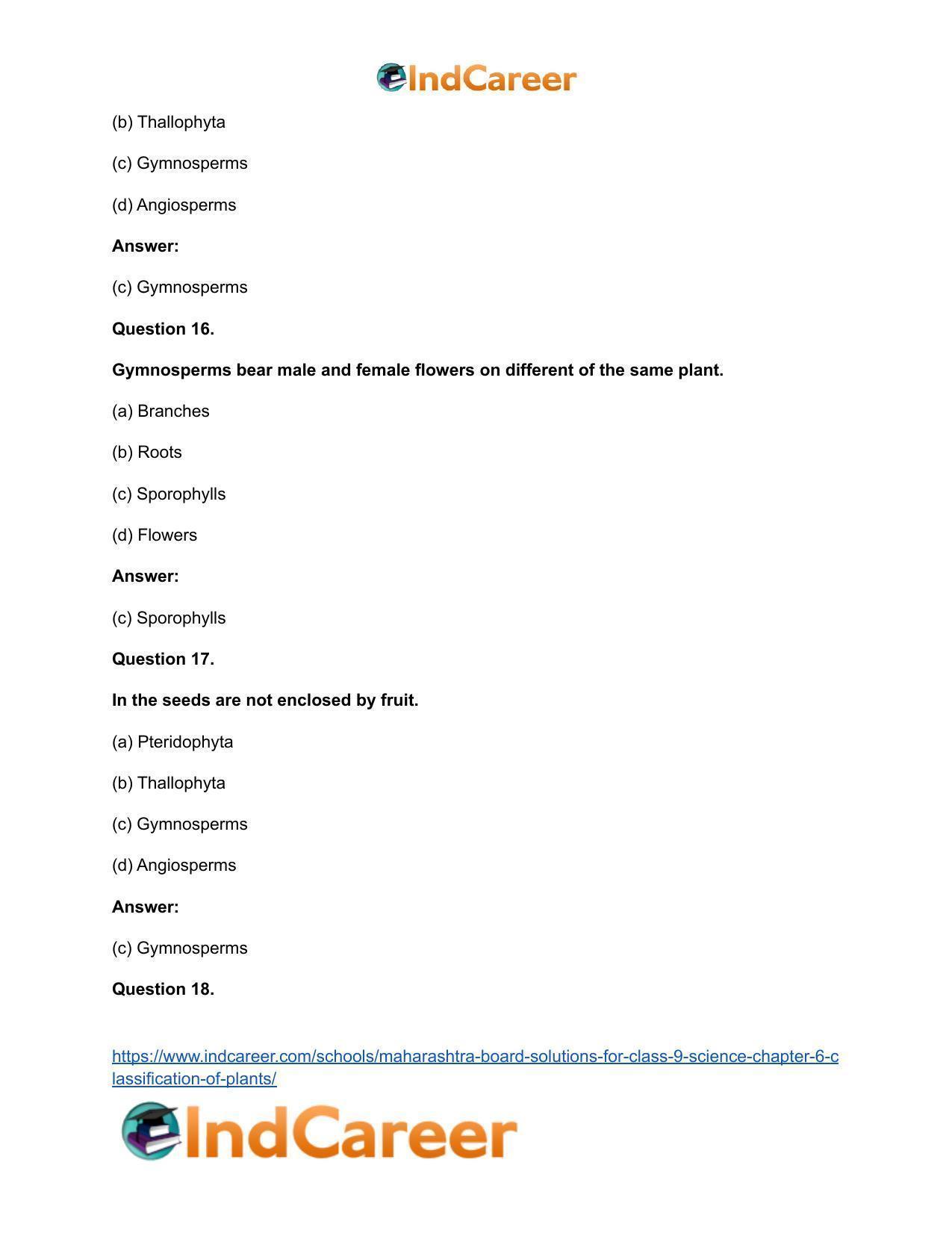 Maharashtra Board Solutions for Class 9- Science: Chapter 6- Classification of Plants - Page 15