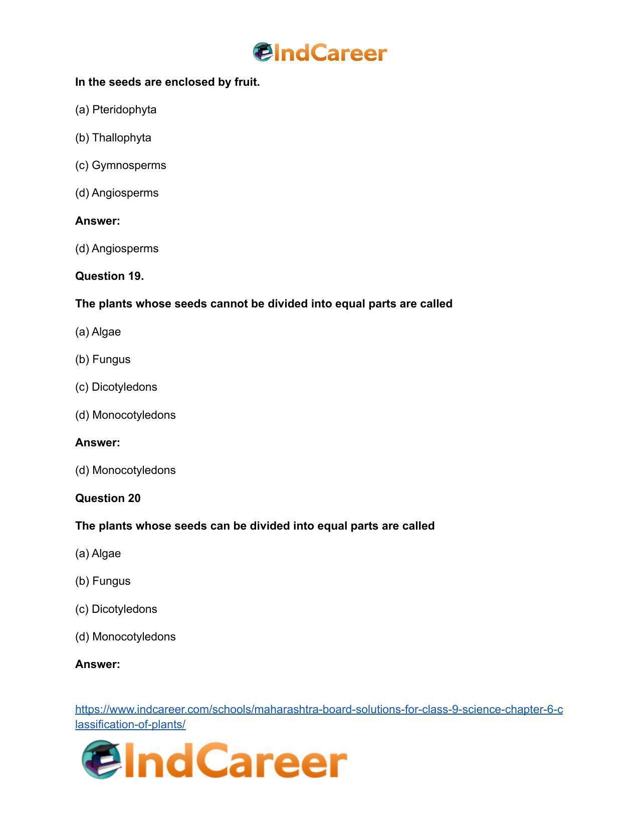 Maharashtra Board Solutions for Class 9- Science: Chapter 6- Classification of Plants - Page 16