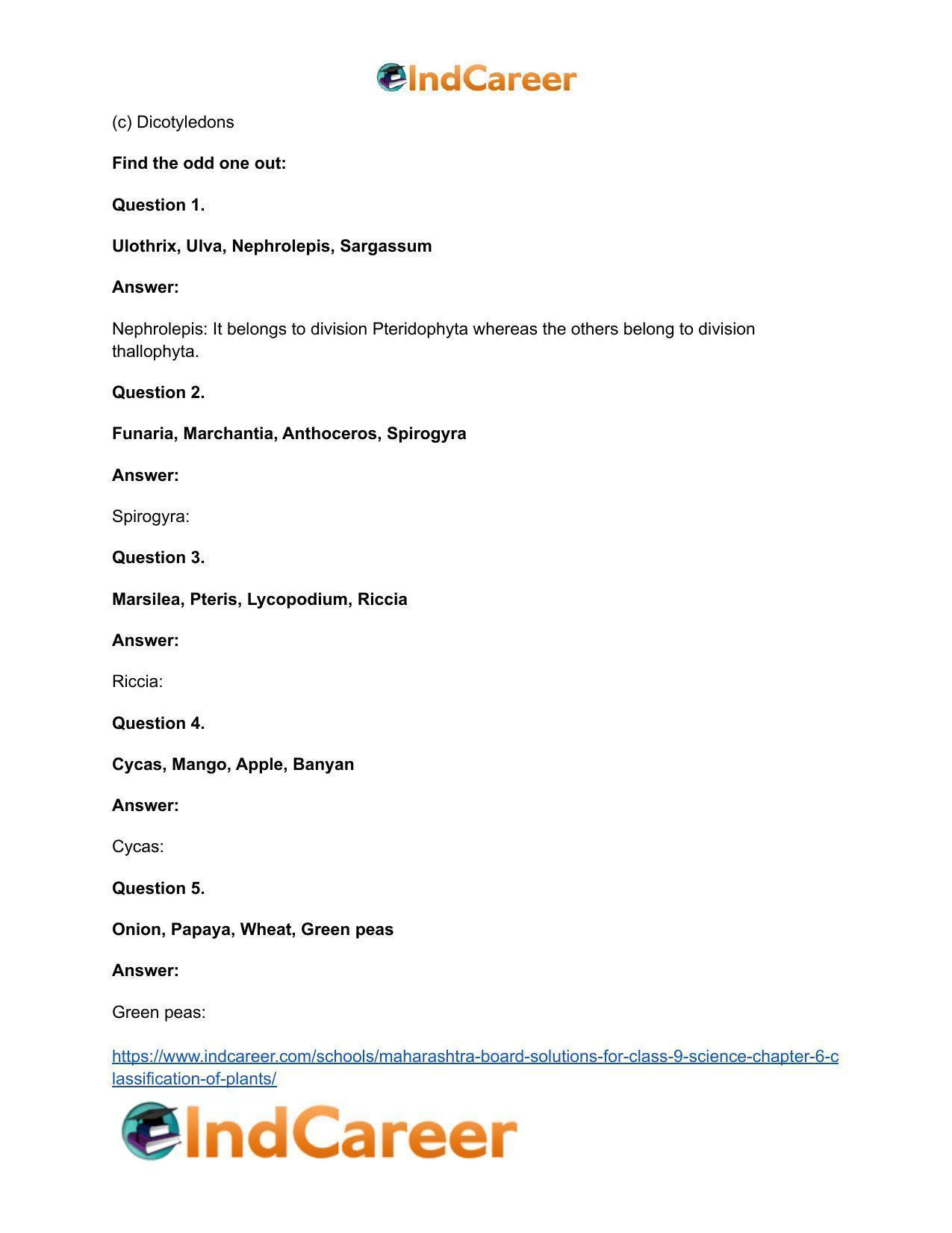 Maharashtra Board Solutions for Class 9- Science: Chapter 6- Classification of Plants - Page 17