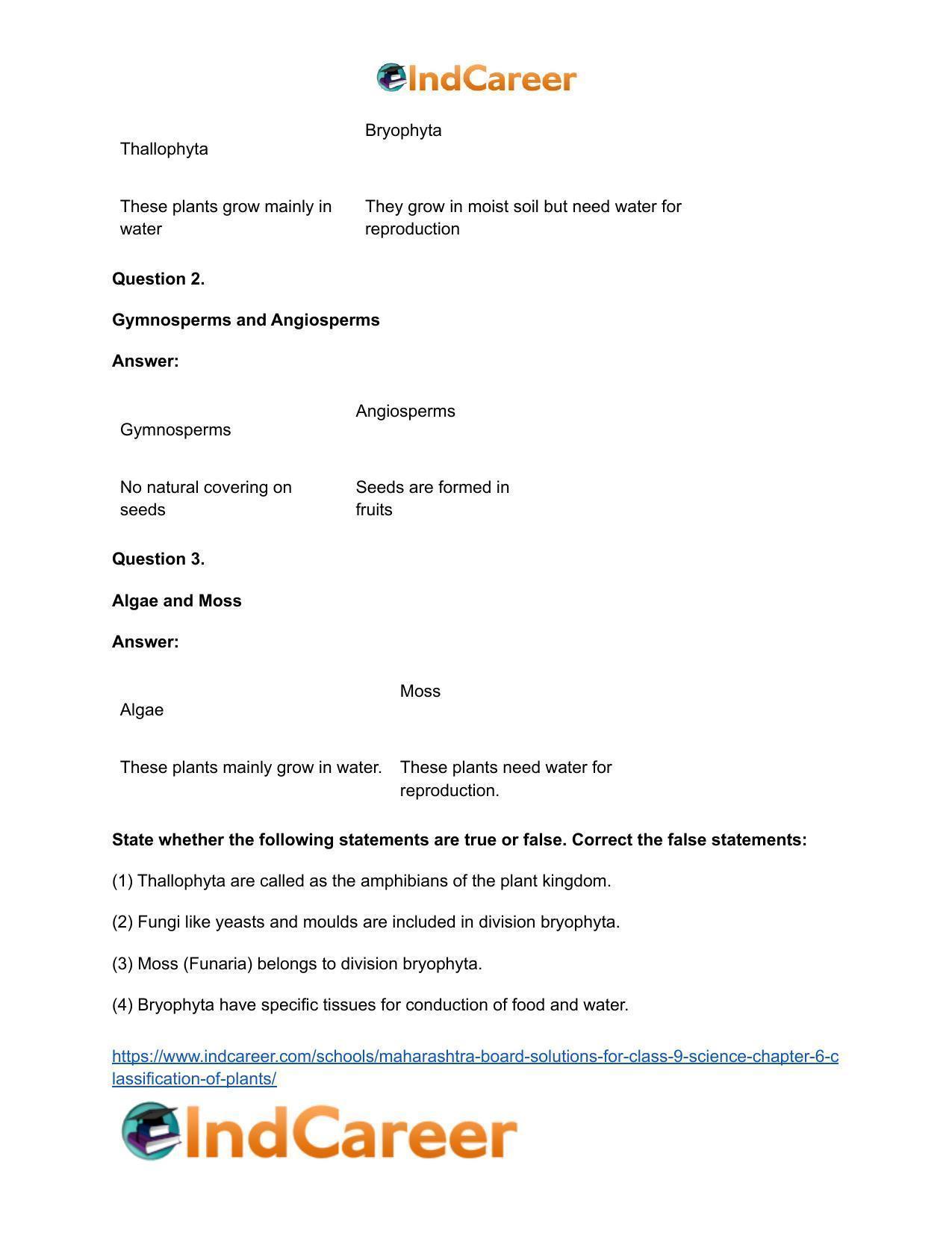 Maharashtra Board Solutions for Class 9- Science: Chapter 6- Classification of Plants - Page 19