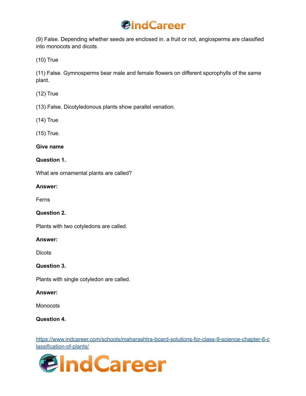 Maharashtra Board Solutions for Class 9- Science: Chapter 6- Classification of Plants - Page 21