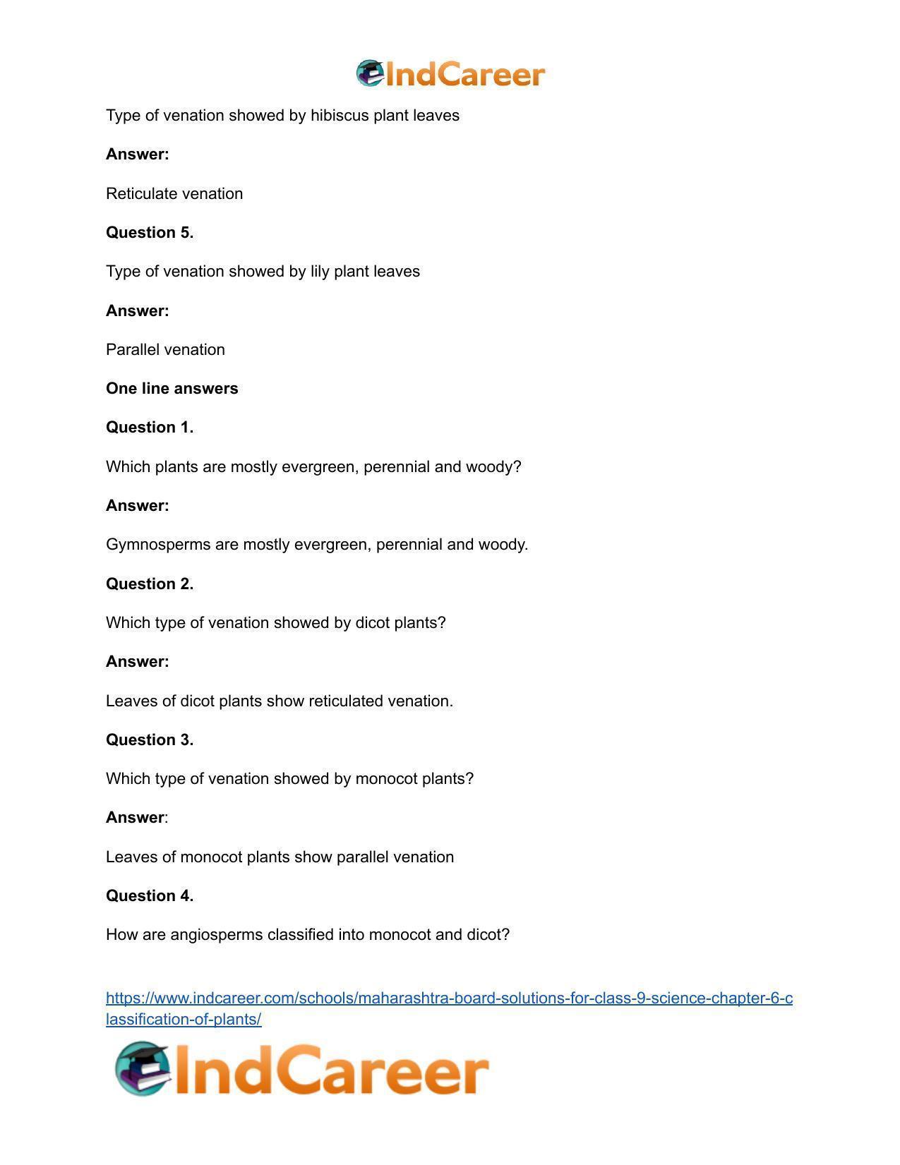 Maharashtra Board Solutions for Class 9- Science: Chapter 6- Classification of Plants - Page 22