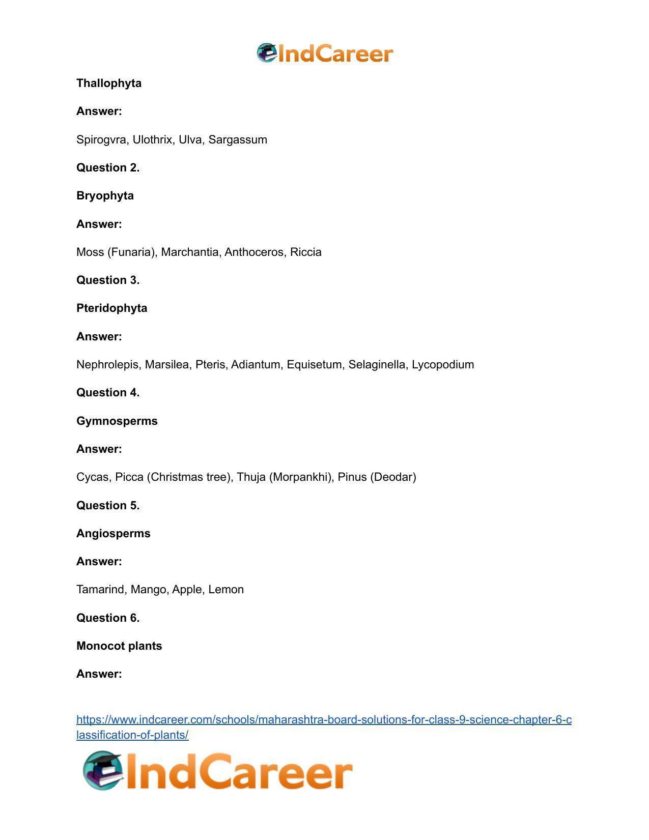 Maharashtra Board Solutions for Class 9- Science: Chapter 6- Classification of Plants - Page 30