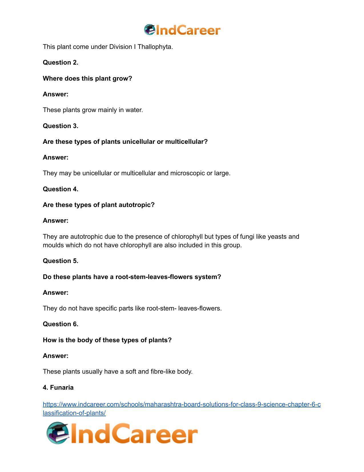 Maharashtra Board Solutions for Class 9- Science: Chapter 6- Classification of Plants - Page 35