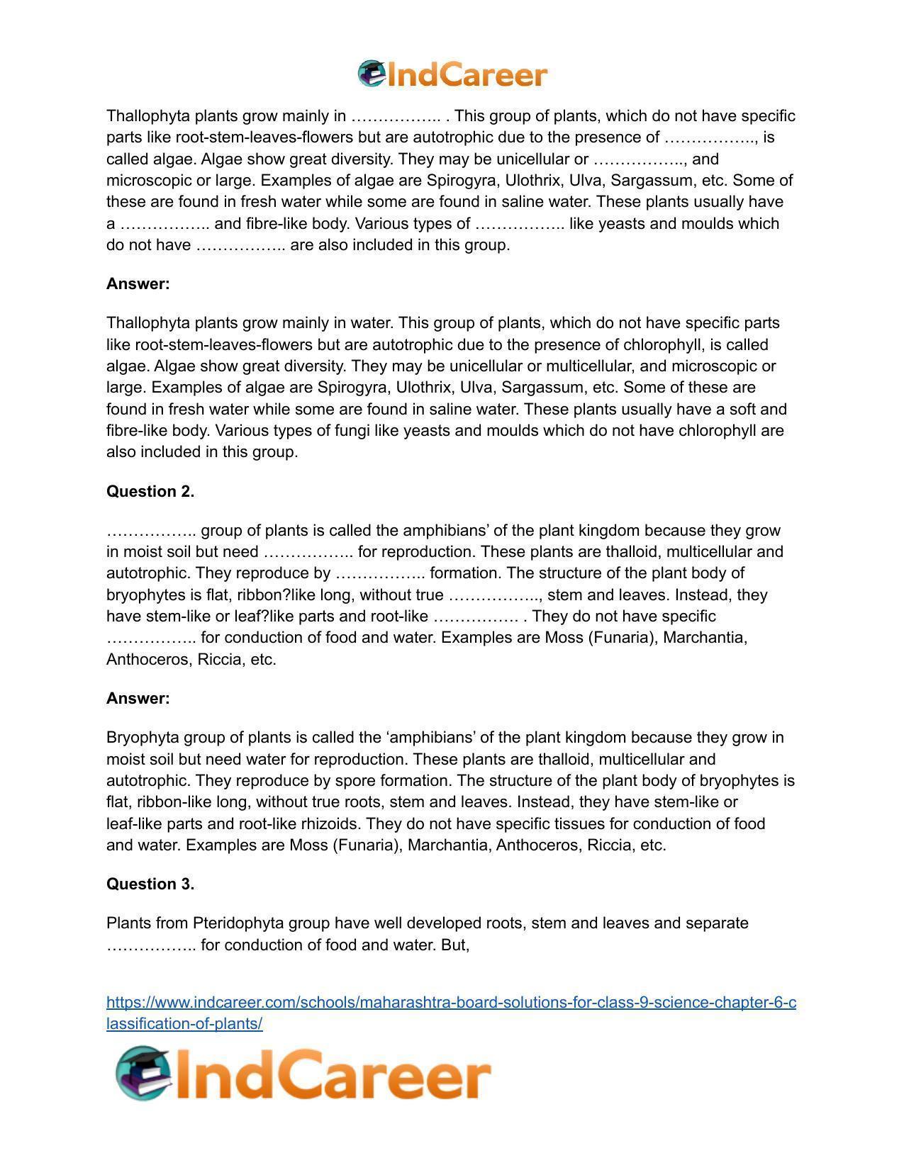 Maharashtra Board Solutions for Class 9- Science: Chapter 6- Classification of Plants - Page 42