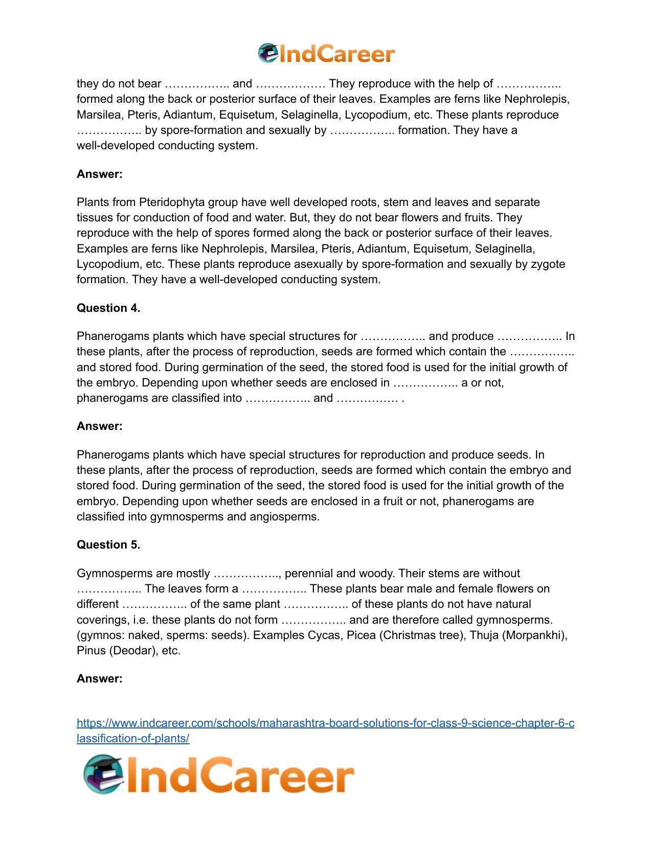 Maharashtra Board Solutions for Class 9- Science: Chapter 6- Classification of Plants - Page 43