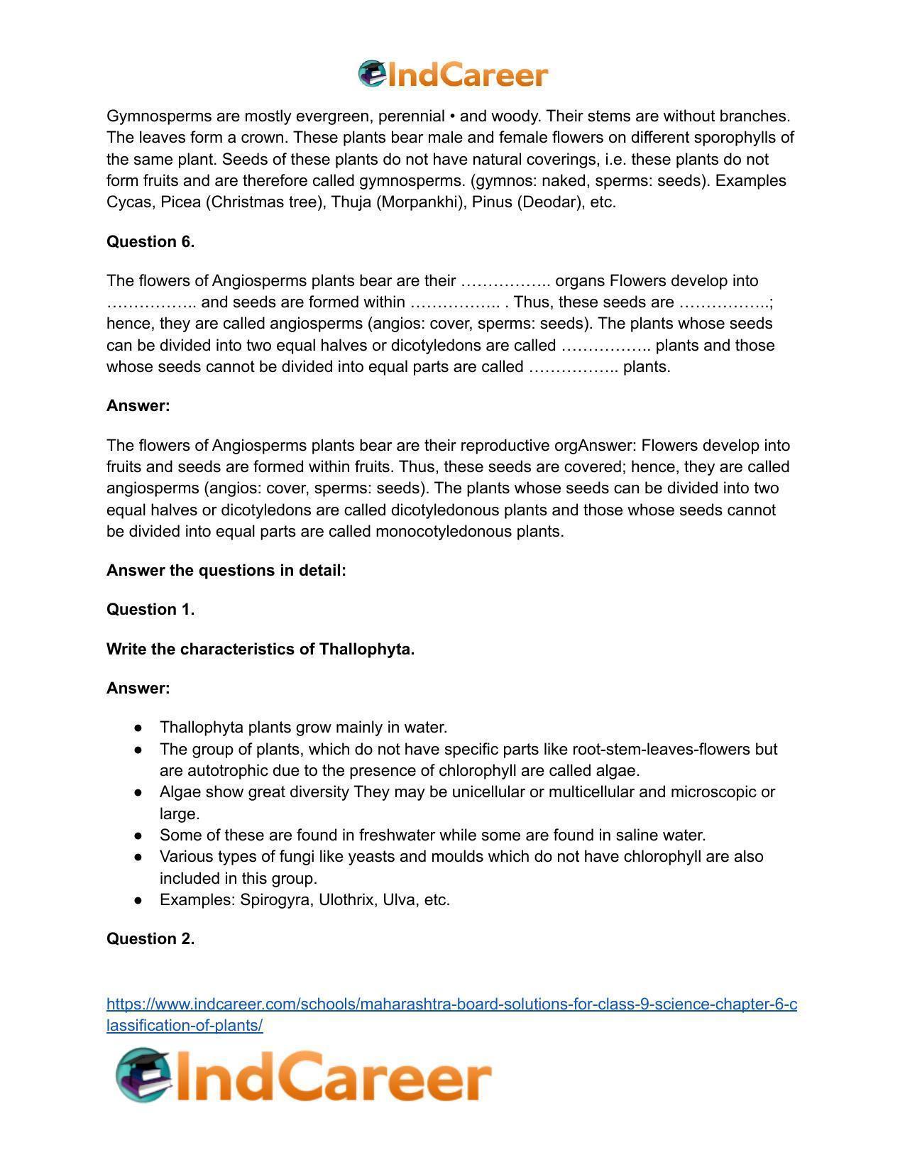 Maharashtra Board Solutions for Class 9- Science: Chapter 6- Classification of Plants - Page 44