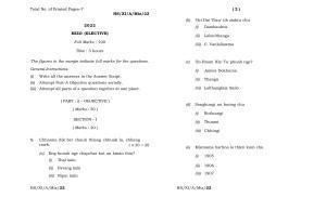 Meghalaya Board (MBOSE) Class 11 Mizo Elective (theory) 2022 Question Paper