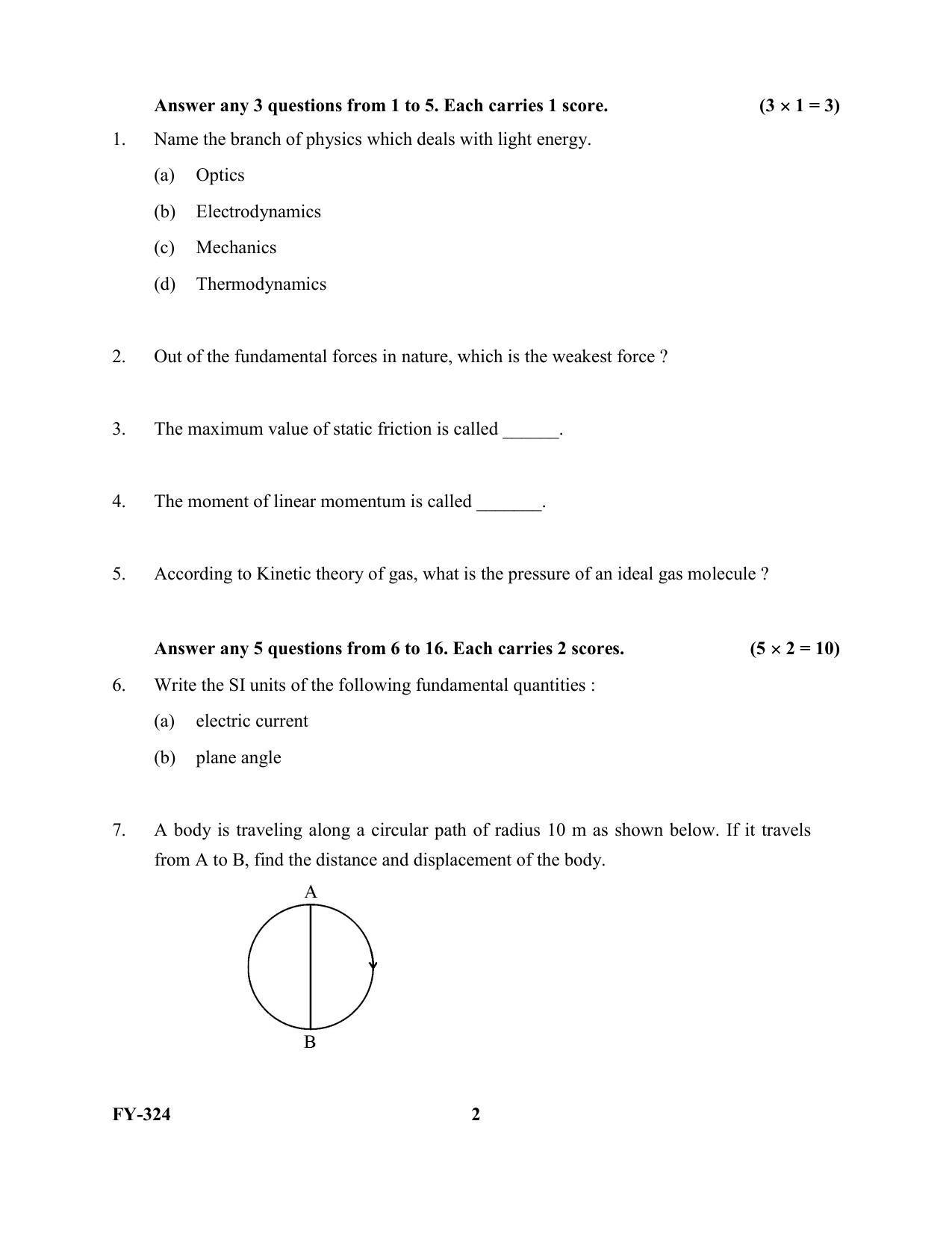 Kerala Plus One 2021 Physics Question Papers (Model) - Page 2
