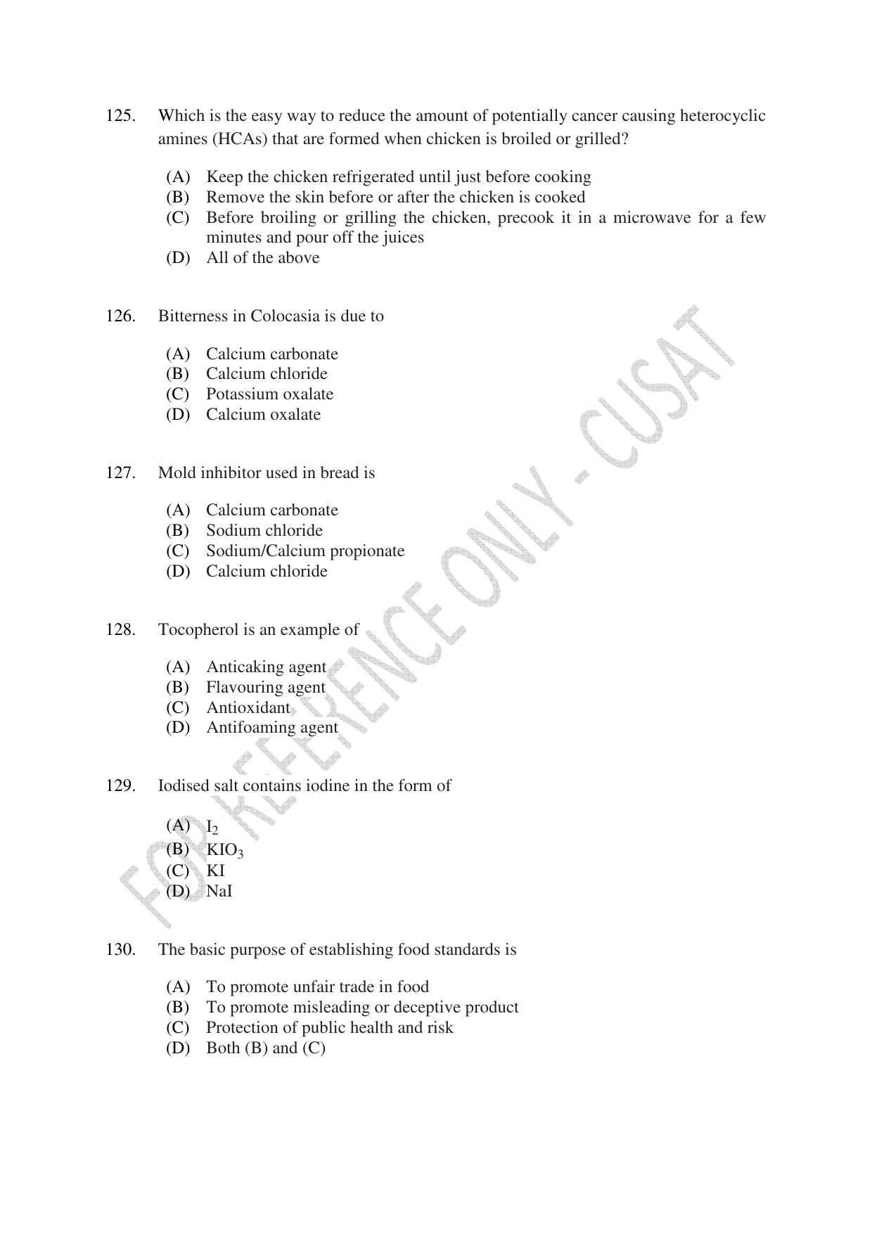 CUSAT CAT 2023 FOOD SCIENCE Question Paper - Page 23