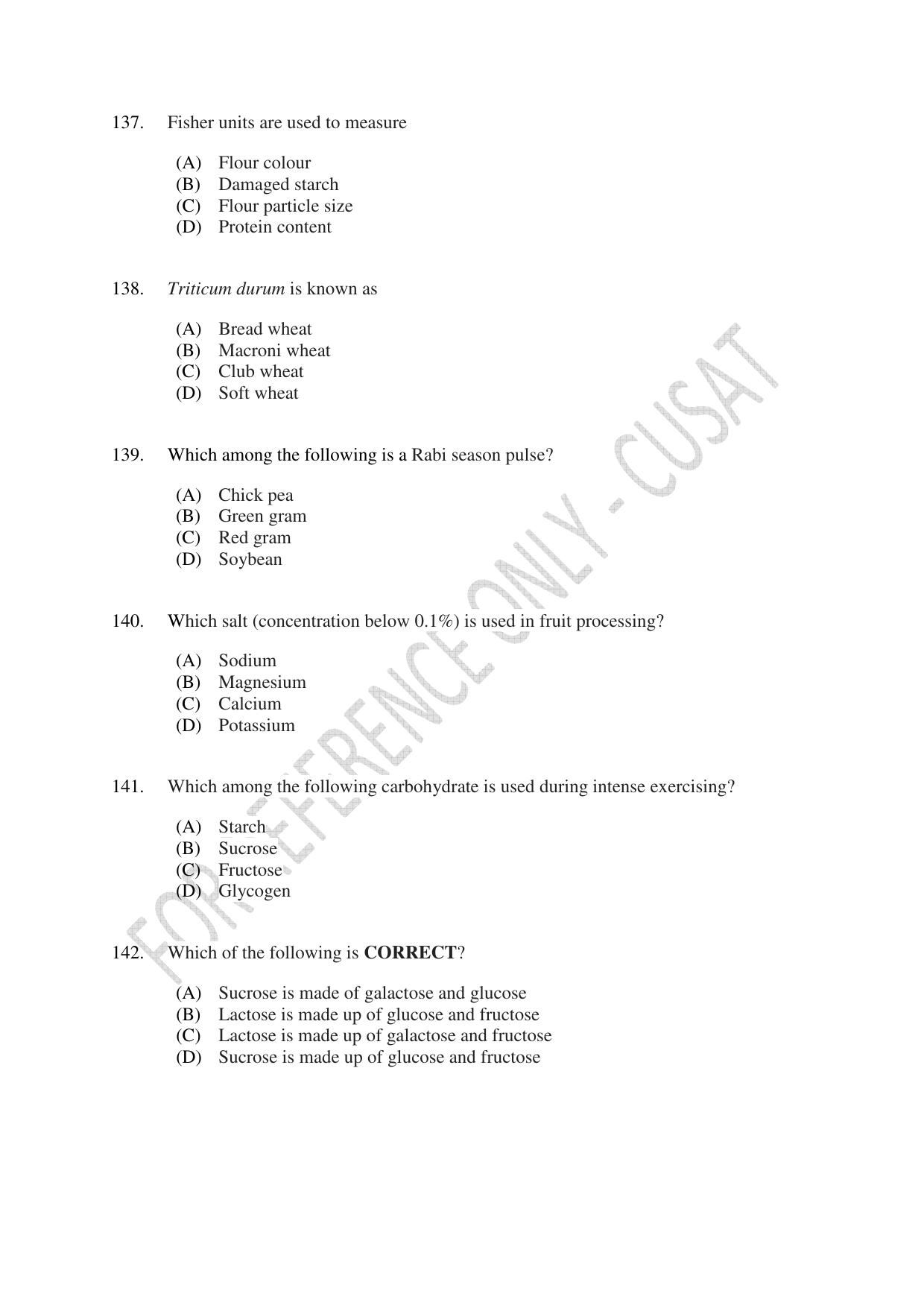 CUSAT CAT 2023 FOOD SCIENCE Question Paper - Page 25