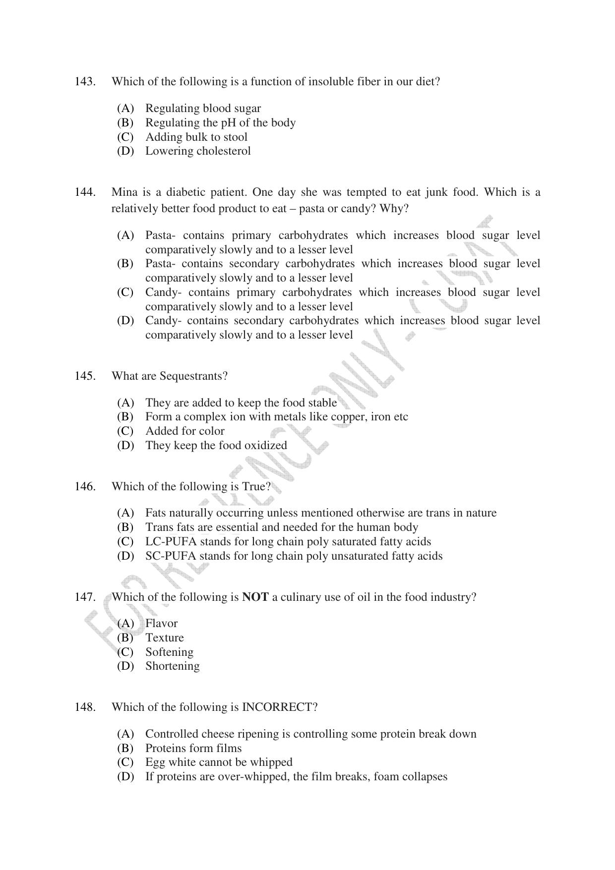 CUSAT CAT 2023 FOOD SCIENCE Question Paper - Page 26