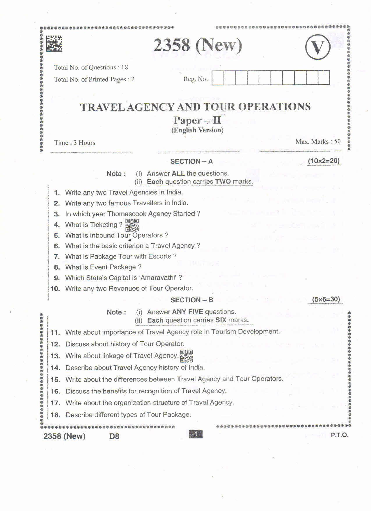 AP Intermediate 2nd Year Vocational Question Paper September-2021 - Travel_Agency&Tour_Operations-II - Page 1