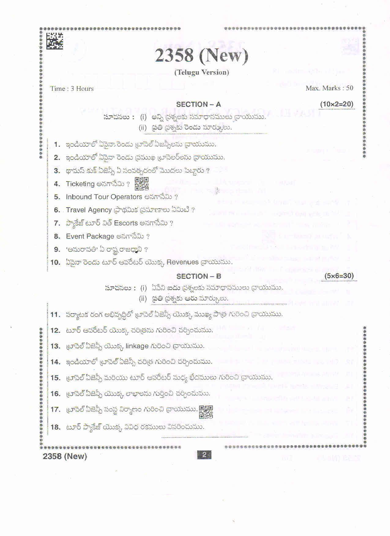 AP Intermediate 2nd Year Vocational Question Paper September-2021 - Travel_Agency&Tour_Operations-II - Page 2