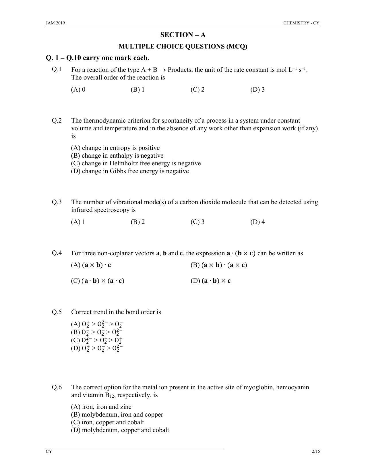 JAM 2019: CY Question Paper - Page 2