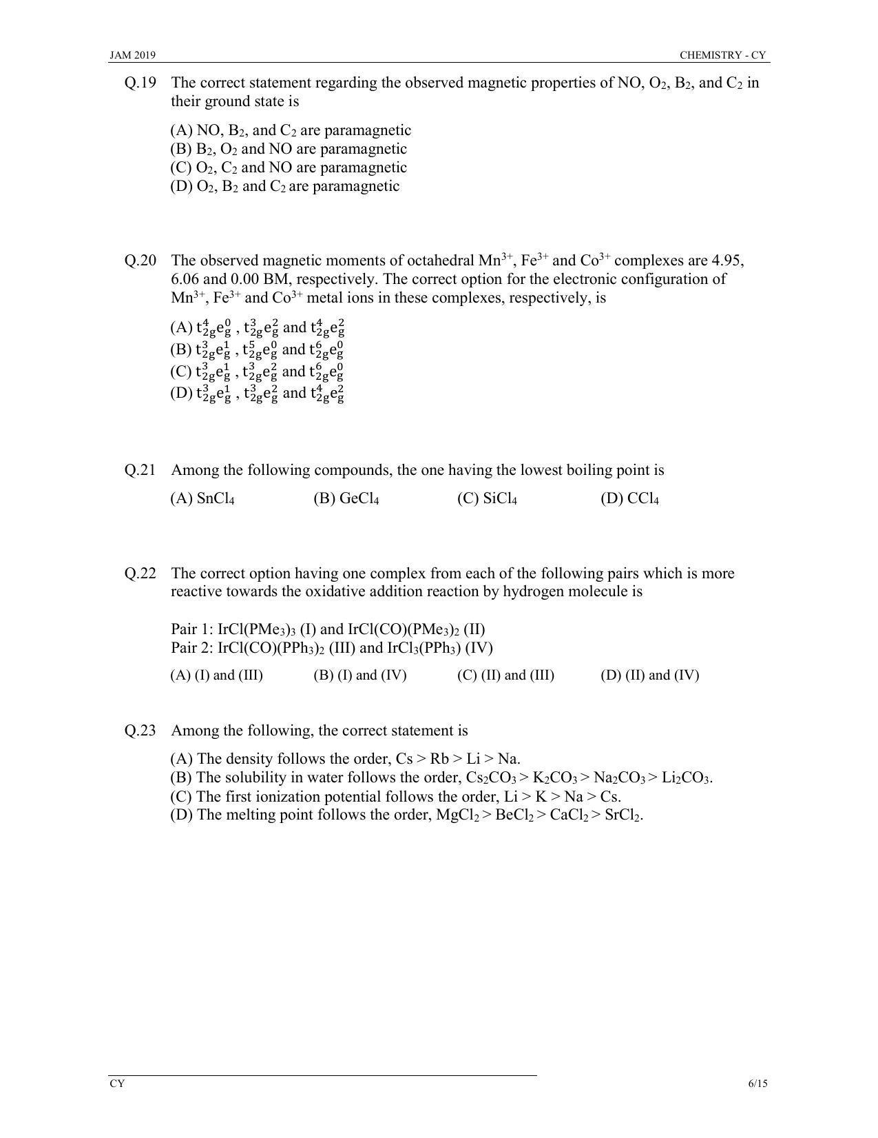 JAM 2019: CY Question Paper - Page 6