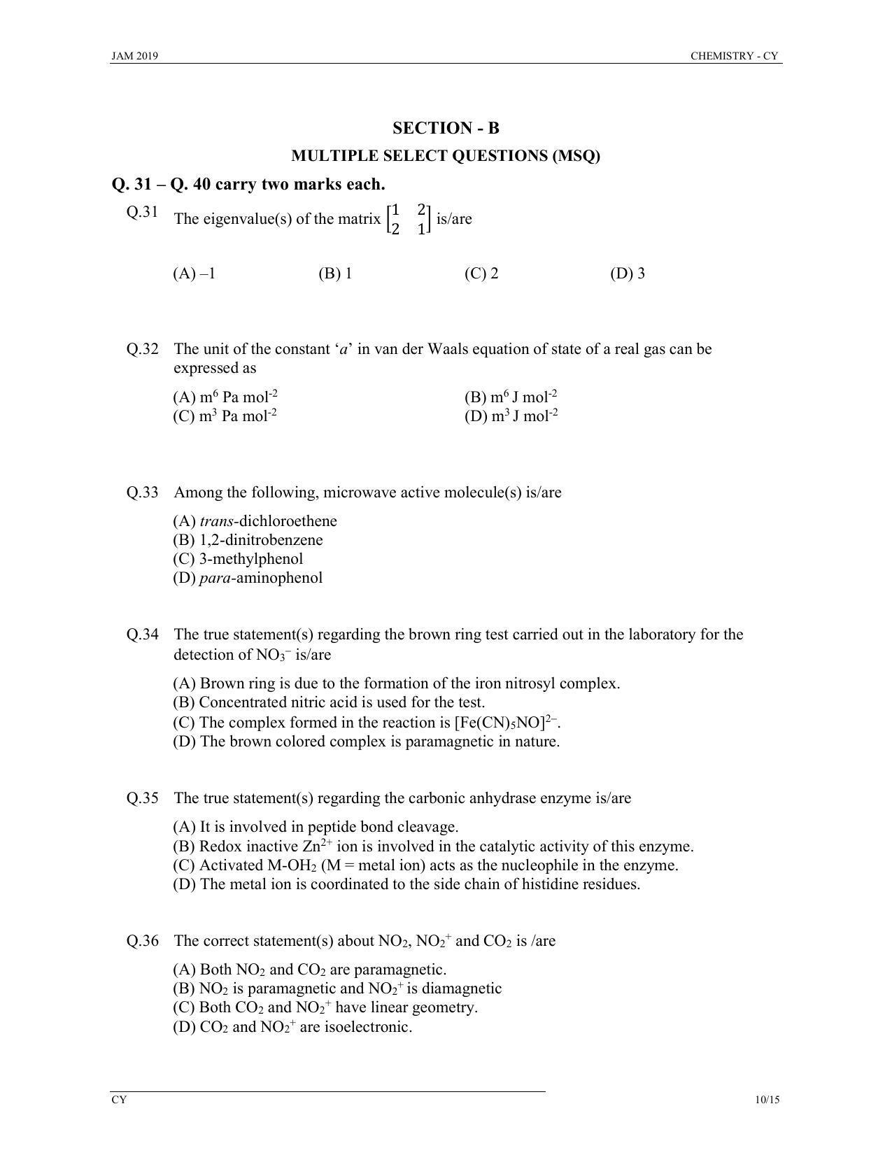 JAM 2019: CY Question Paper - Page 10