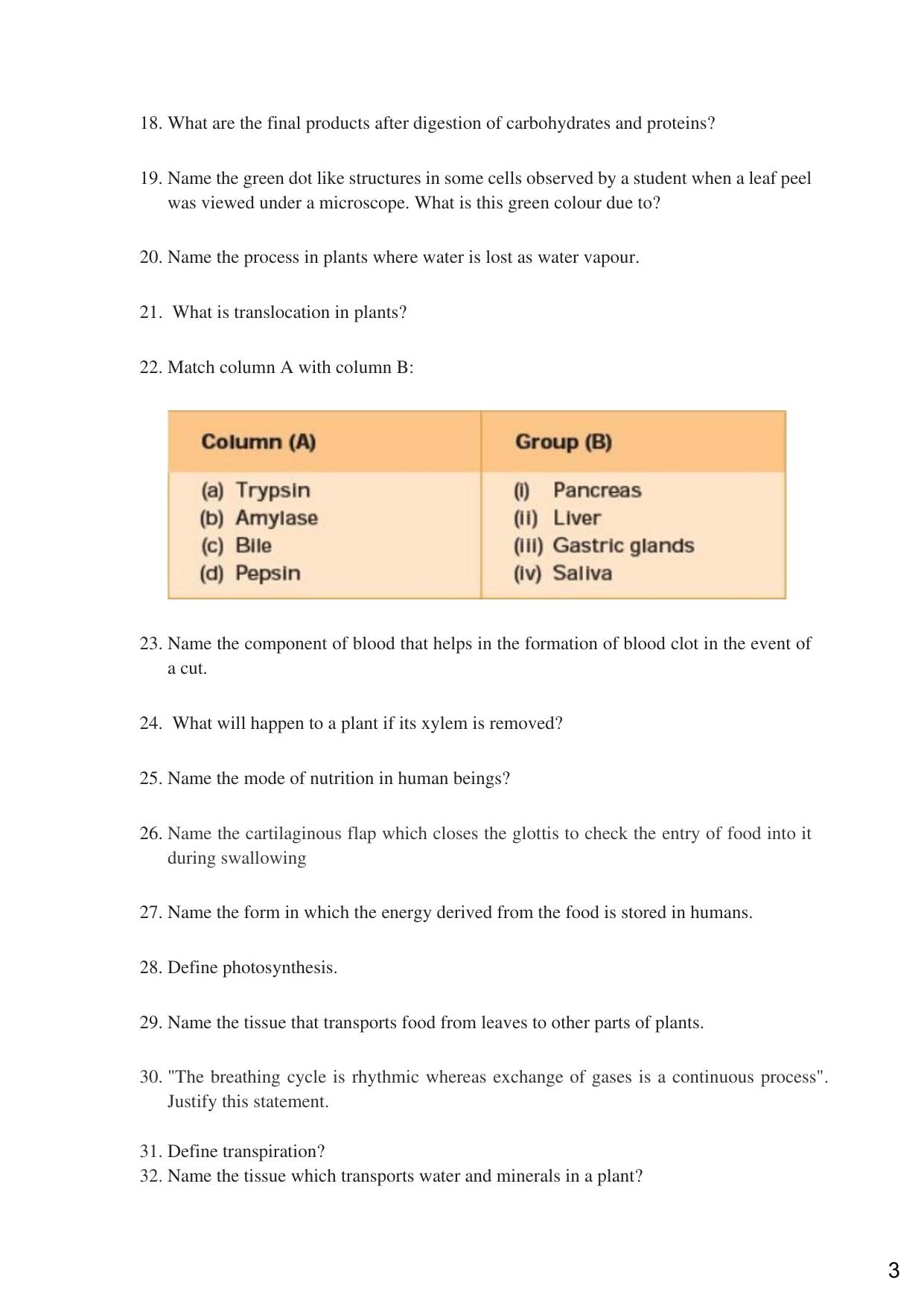 JKBOSE Class 10 LIFE PROCESSES Question Bank - Page 3