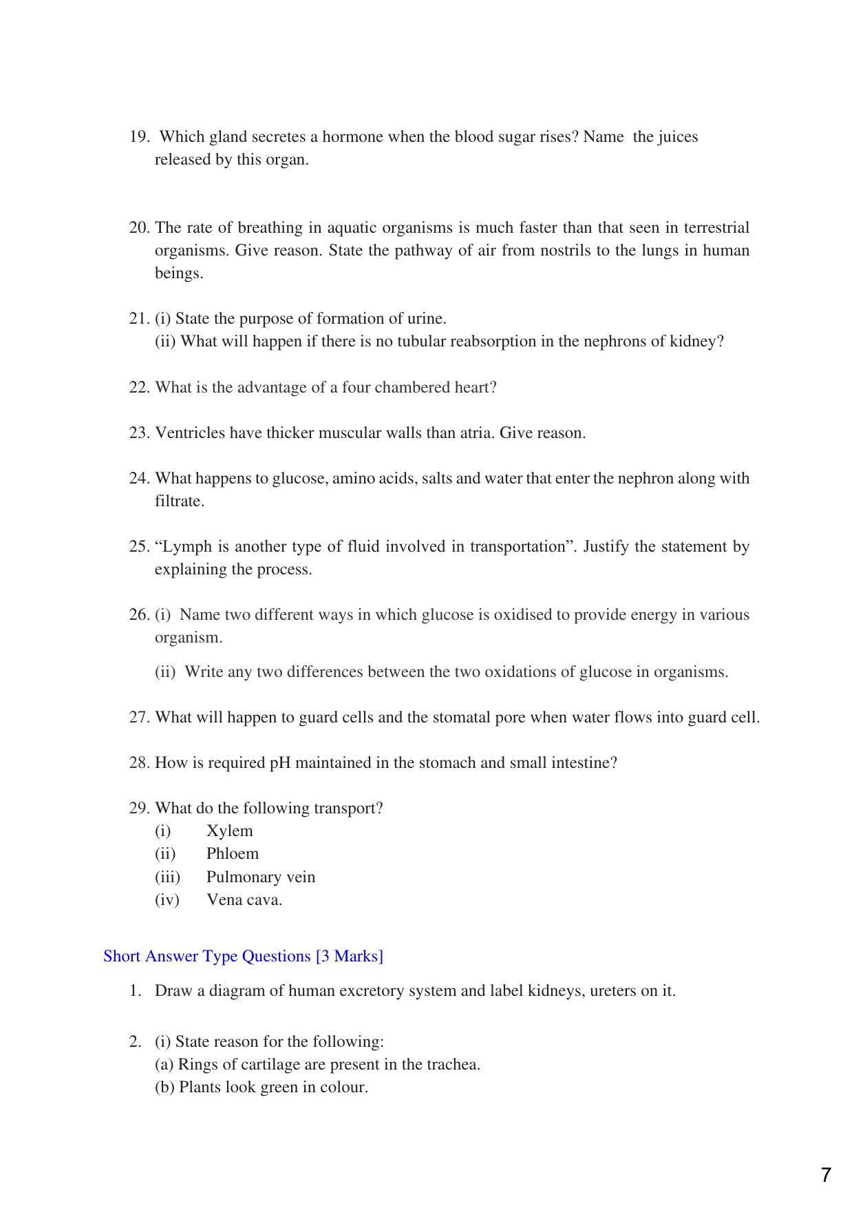 JKBOSE Class 10 LIFE PROCESSES Question Bank - Page 7