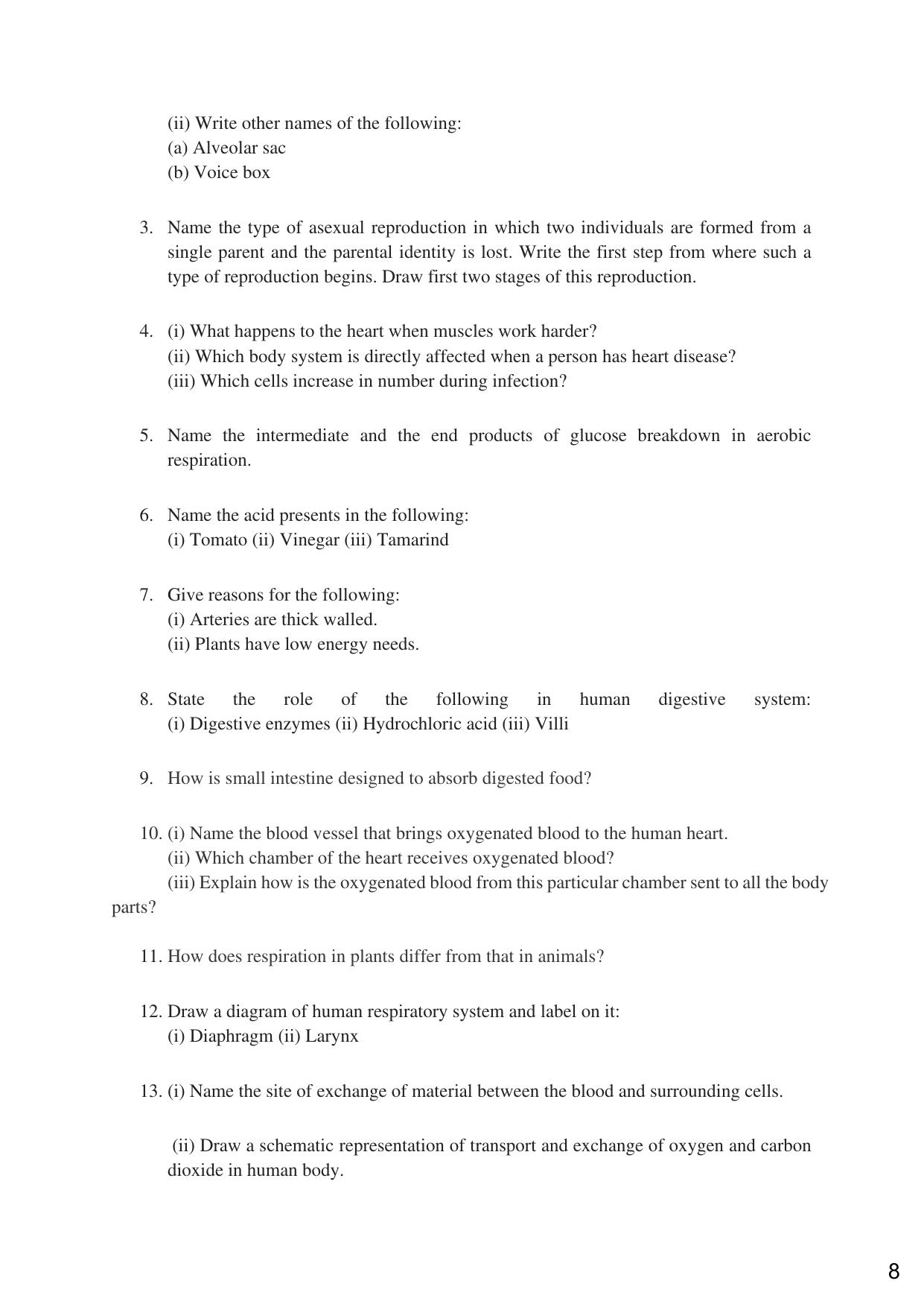 JKBOSE Class 10 LIFE PROCESSES Question Bank - Page 8
