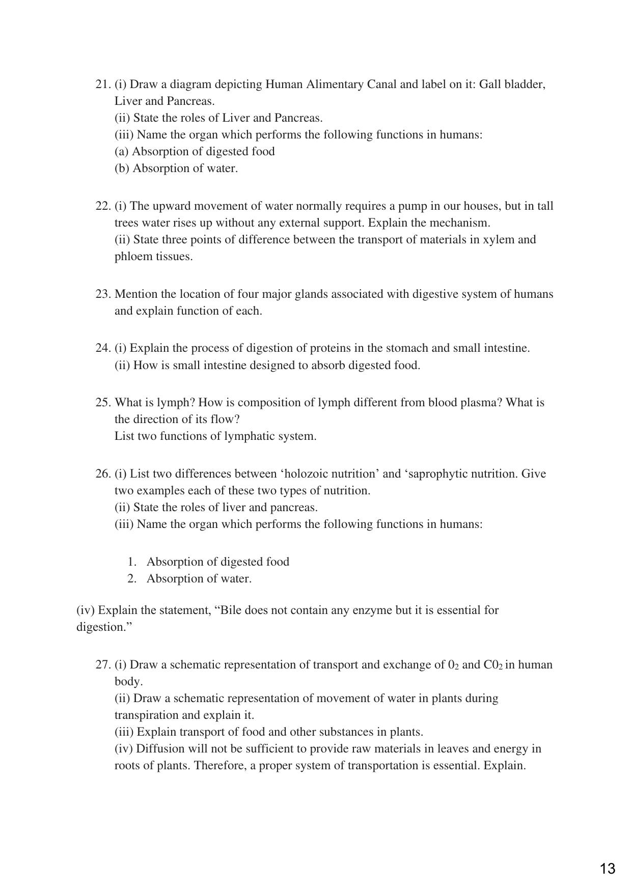 JKBOSE Class 10 LIFE PROCESSES Question Bank - Page 13