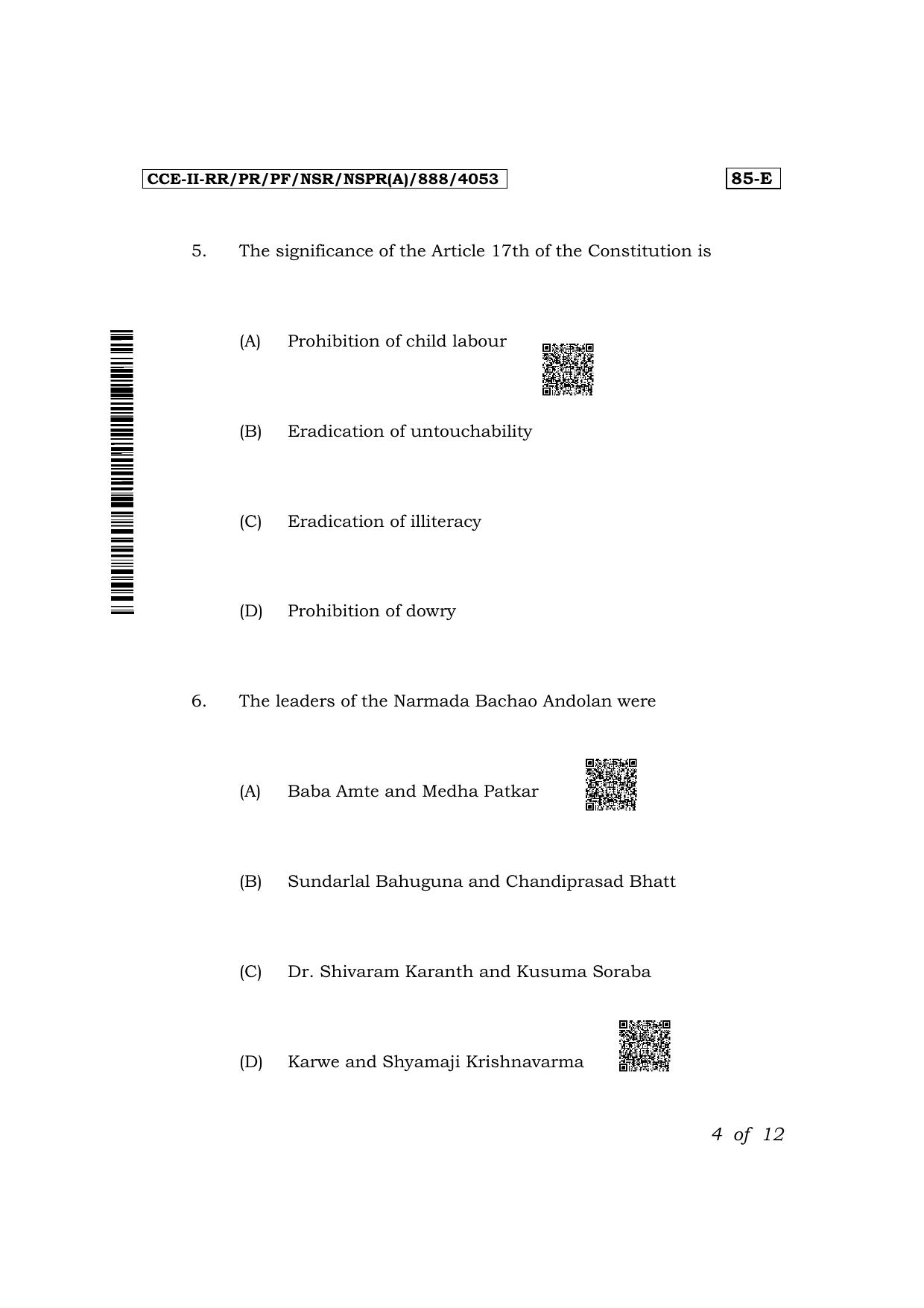 Karnataka SSLC Social Science (English Medium) Exam 2 Question Paper 2024 (A Version) - Page 4