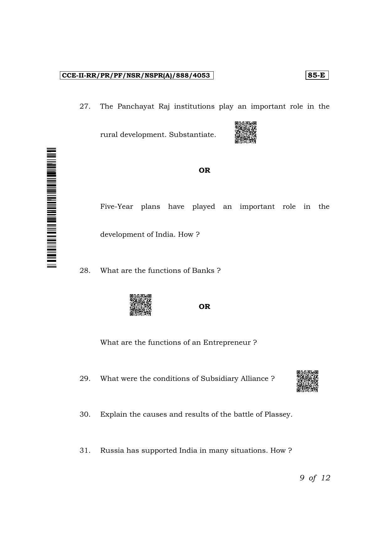 Karnataka SSLC Social Science (English Medium) Exam 2 Question Paper 2024 (A Version) - Page 9