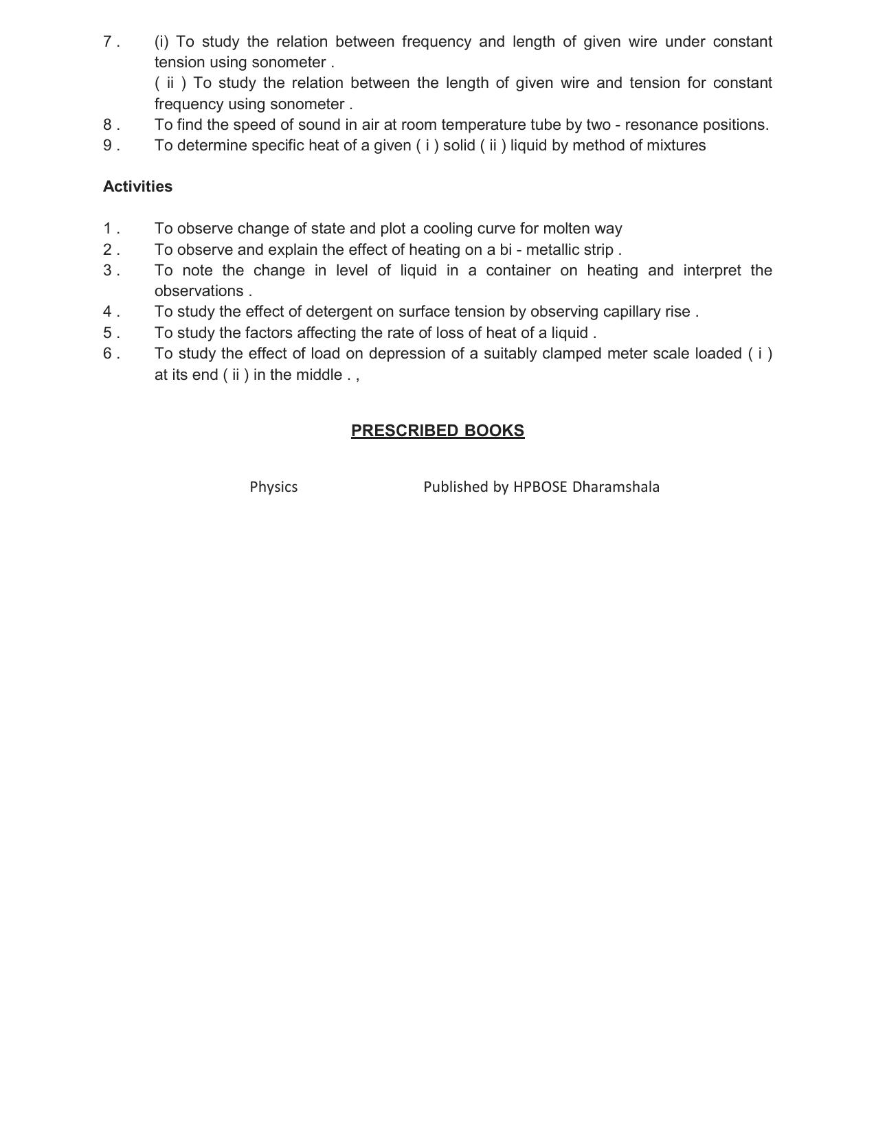HP Board Class 11th Syllabus for Physics - Page 5