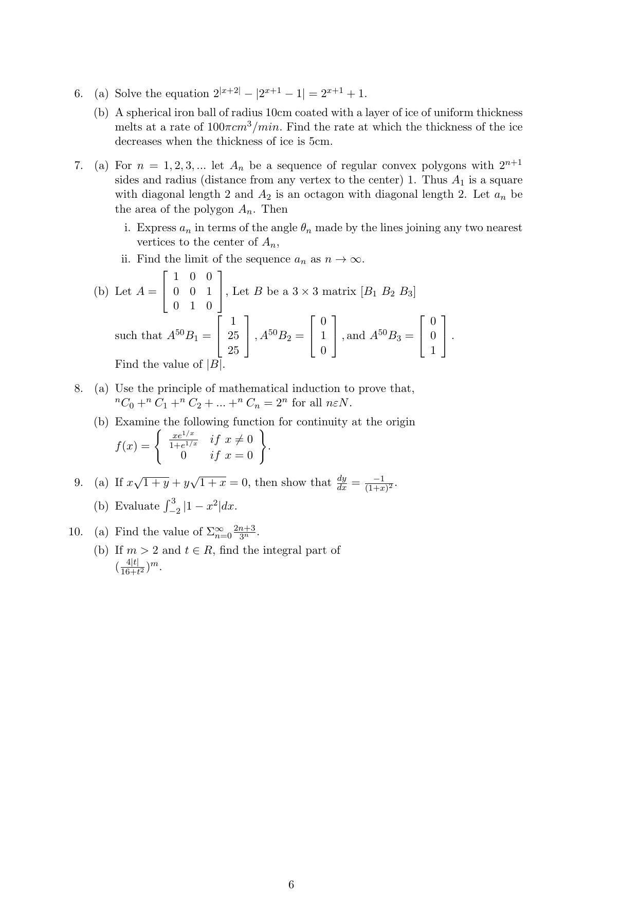 ISI Admission Test M.S.(QMS) QMA 2016 Sample Paper - Page 6
