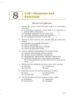 NCERT Exemplar Book for Class 8 Science: Chapter 8- Cell—Structure and Functions