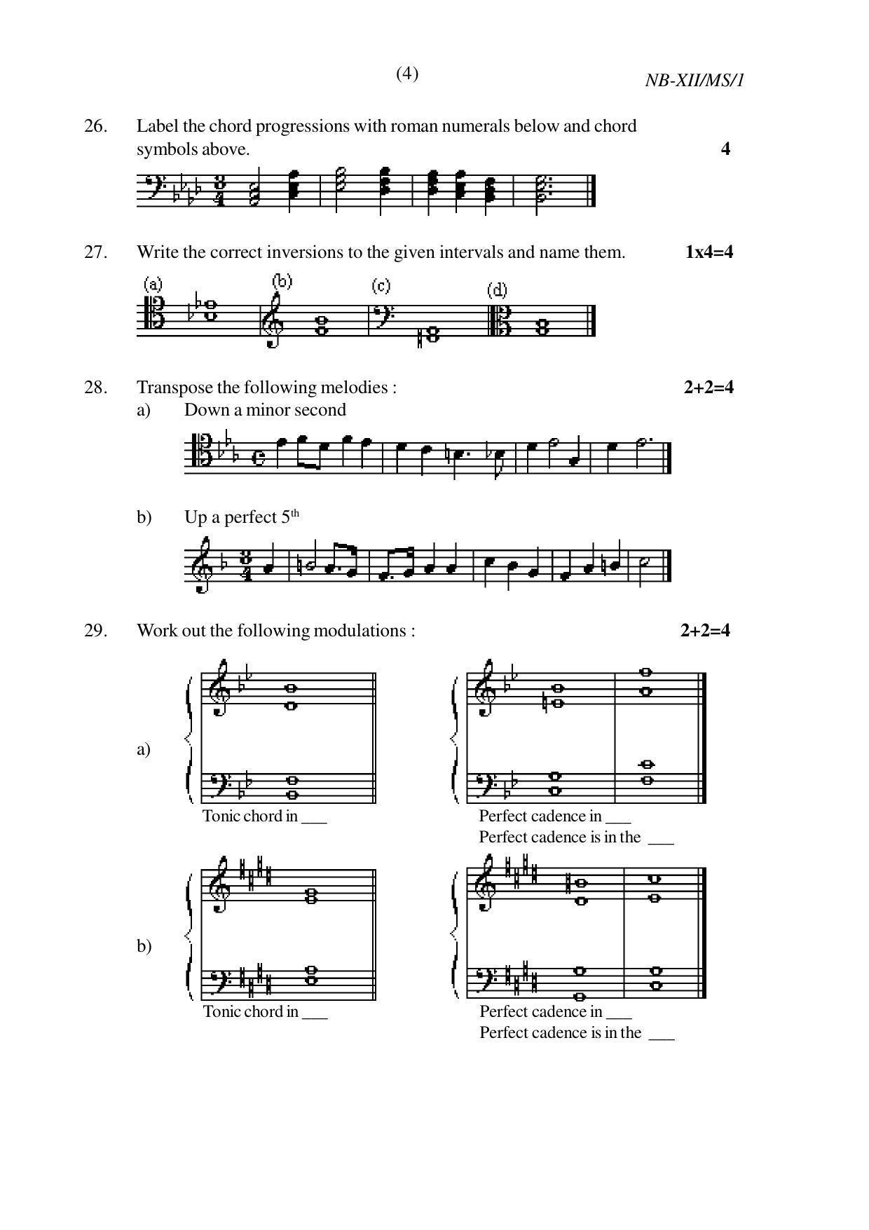 Nagaland Board Class 12 Music 2022 Question Paper - Page 4