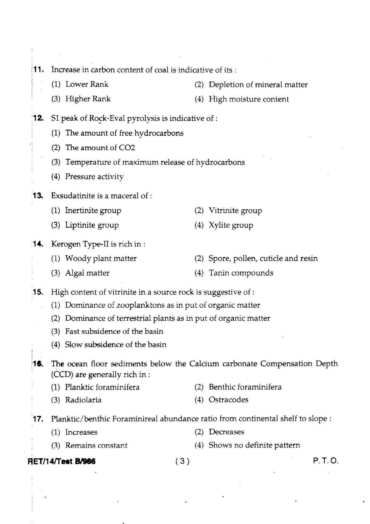 BHU RET Petroleum Geo-Science 2014 Question Paper - Page 5