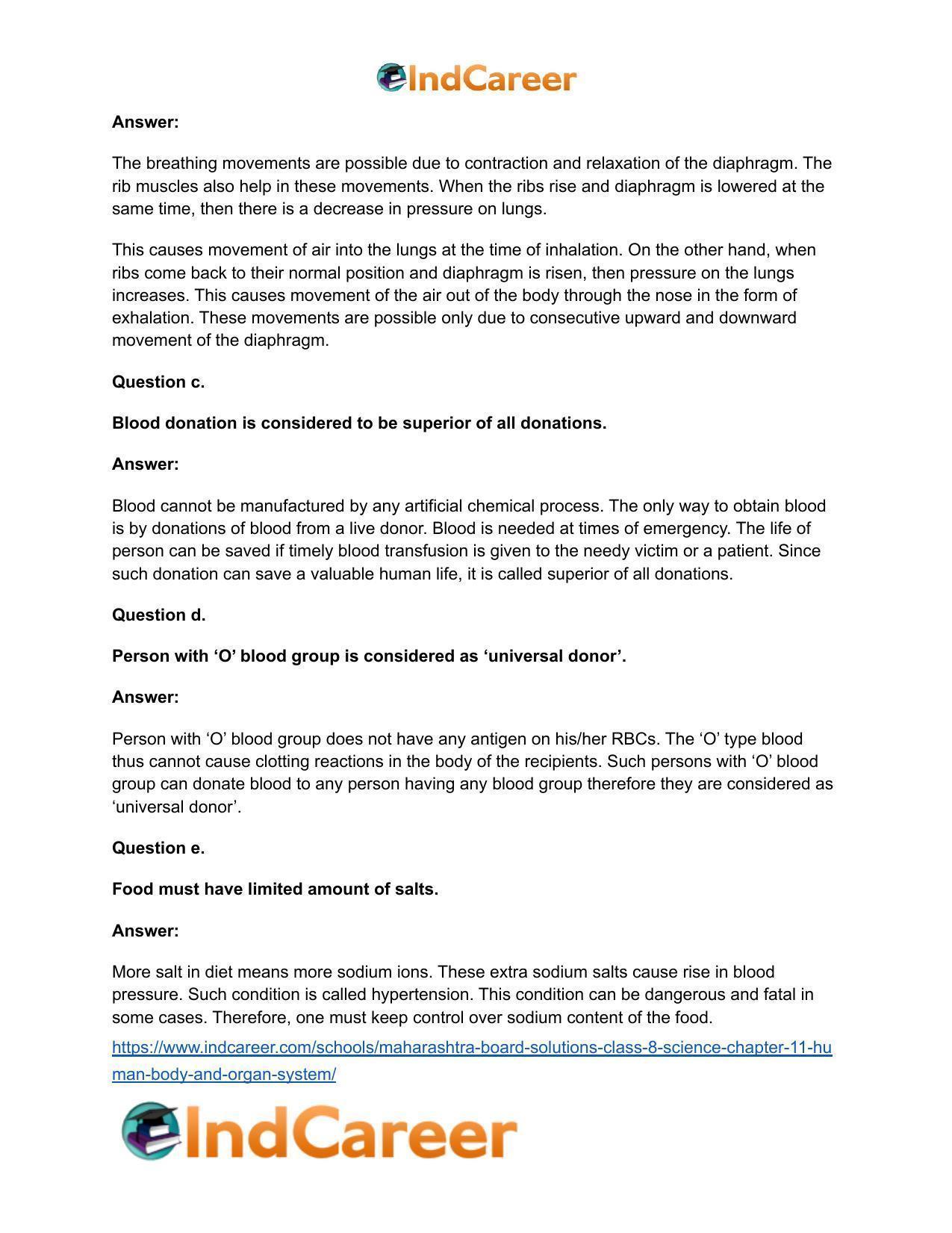 Maharashtra Board Solutions Class 8-Science: Chapter 11- Human Body and Organ System - Page 7