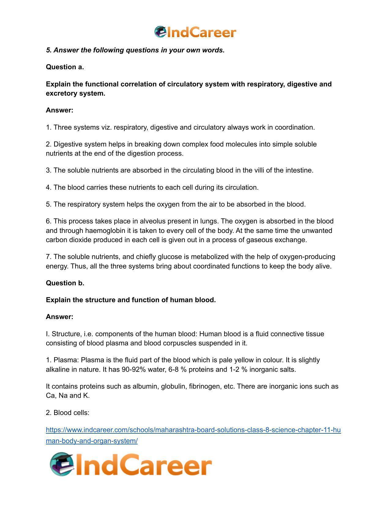 Maharashtra Board Solutions Class 8-Science: Chapter 11- Human Body and Organ System - Page 8