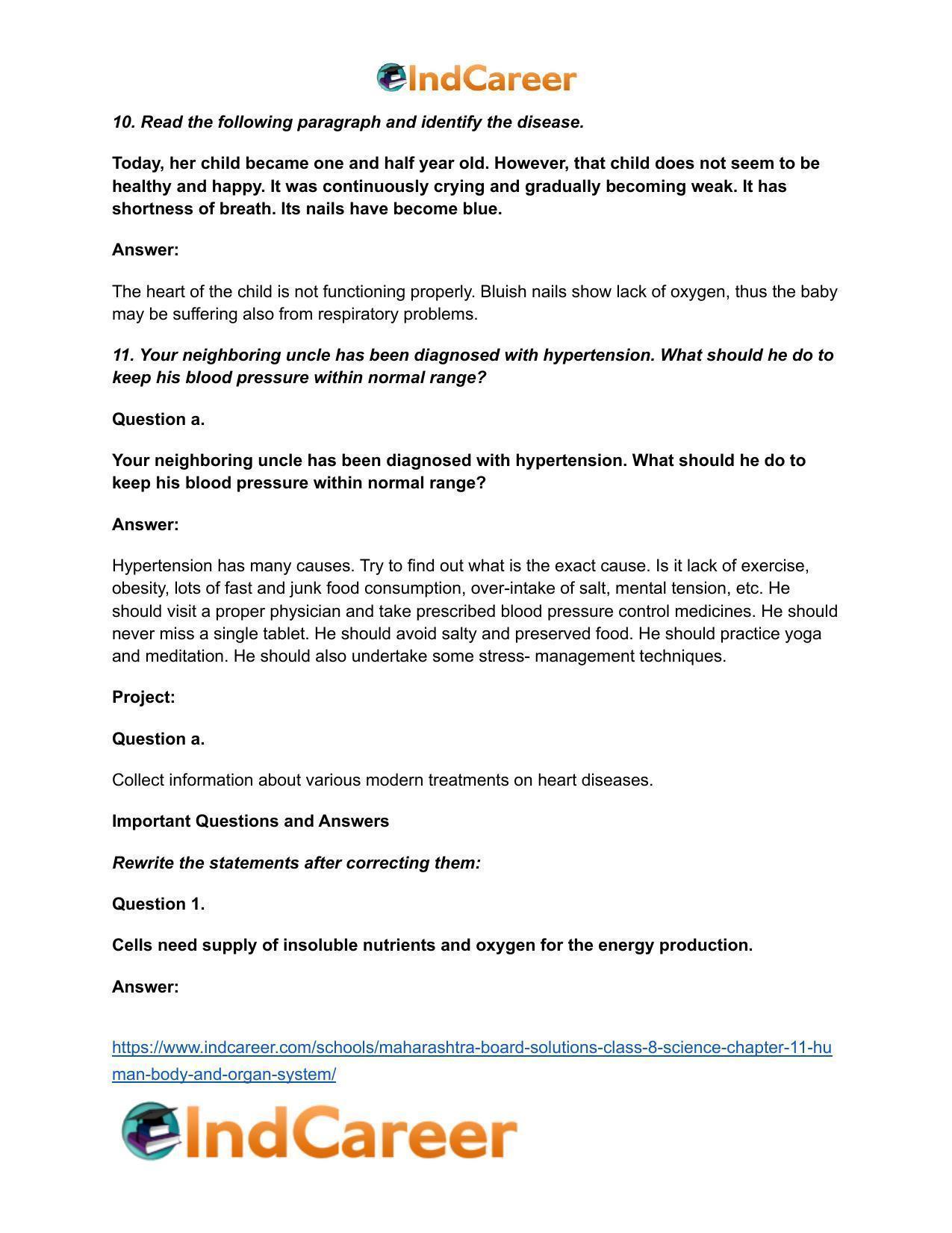 Maharashtra Board Solutions Class 8-Science: Chapter 11- Human Body and Organ System - Page 14