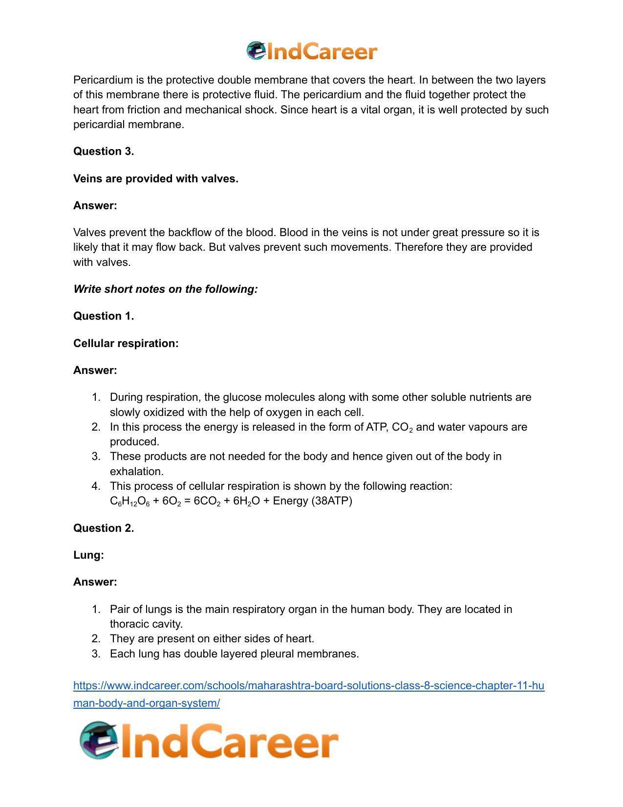Maharashtra Board Solutions Class 8-Science: Chapter 11- Human Body and Organ System - Page 22
