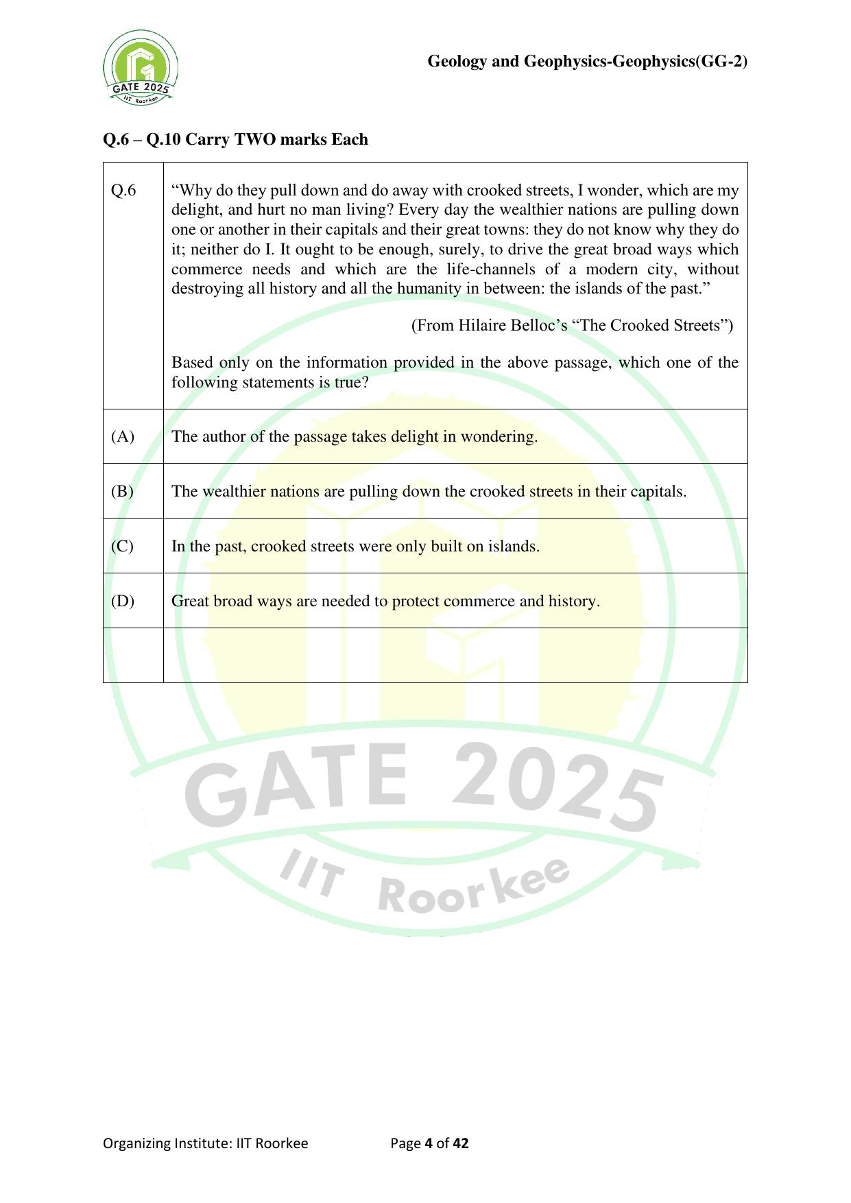 GATE 2025 Geology and Geophysics - Geophysics (GG-2) Question Paper - Page 4