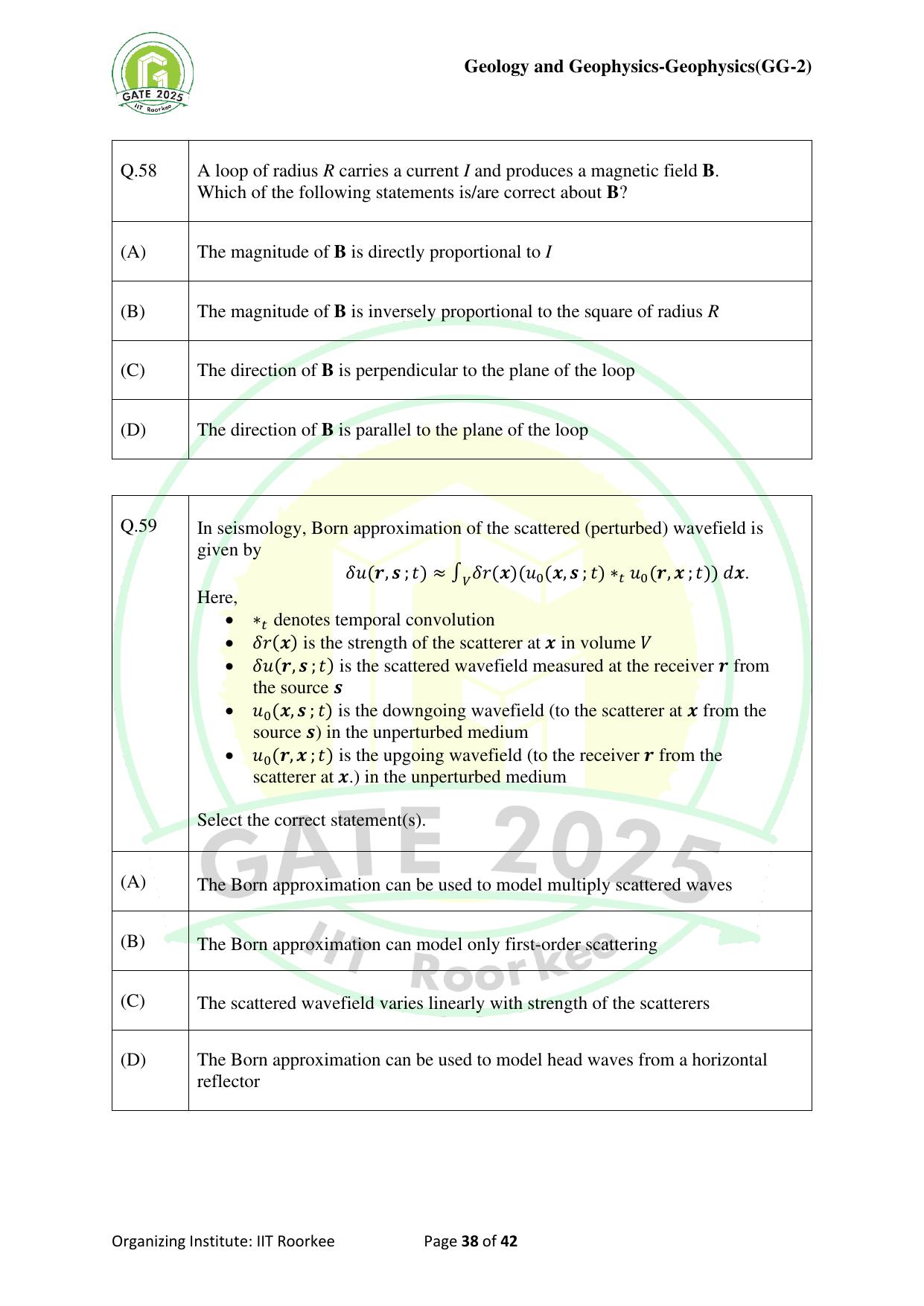 GATE 2025 Geology and Geophysics - Geophysics (GG-2) Question Paper - Page 38