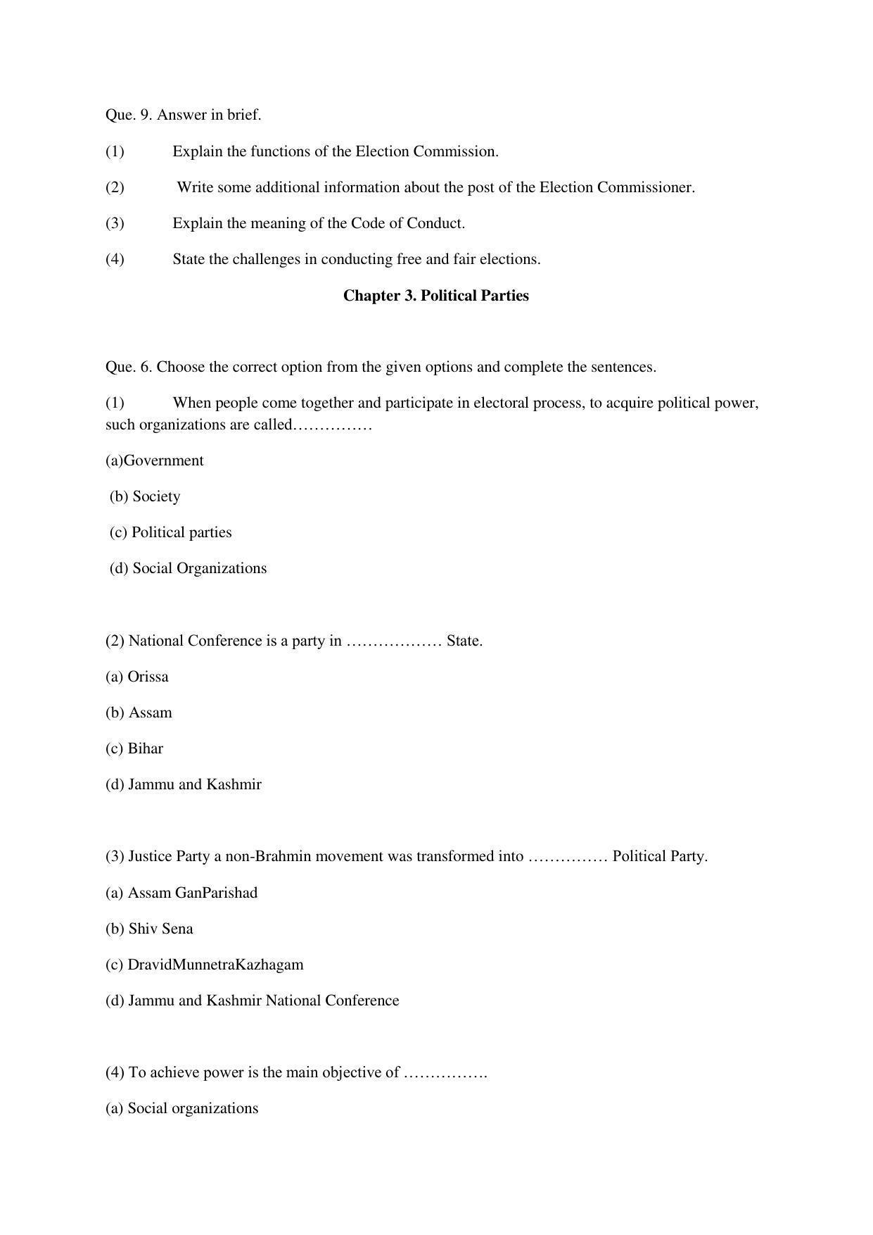 Maharashtra Board Class 10 History Polity (English Medium) 2023 Question Bank - Page 26
