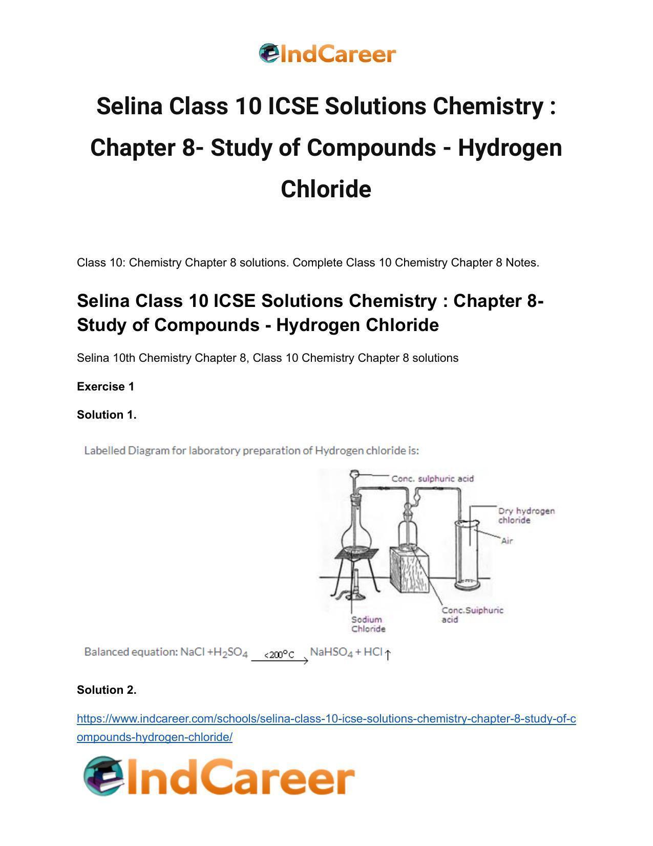 Selina Class 10 ICSE Solutions Chemistry : Chapter 8- Study of Compounds - Hydrogen Chloride - Page 2