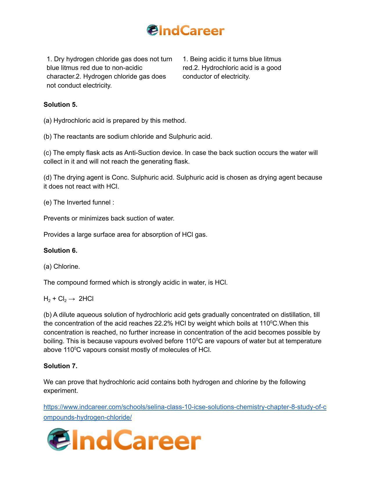 Selina Class 10 ICSE Solutions Chemistry : Chapter 8- Study of Compounds - Hydrogen Chloride - Page 4