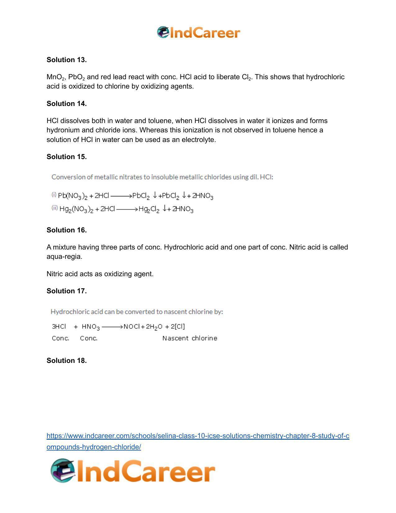 Selina Class 10 ICSE Solutions Chemistry : Chapter 8- Study of Compounds - Hydrogen Chloride - Page 7